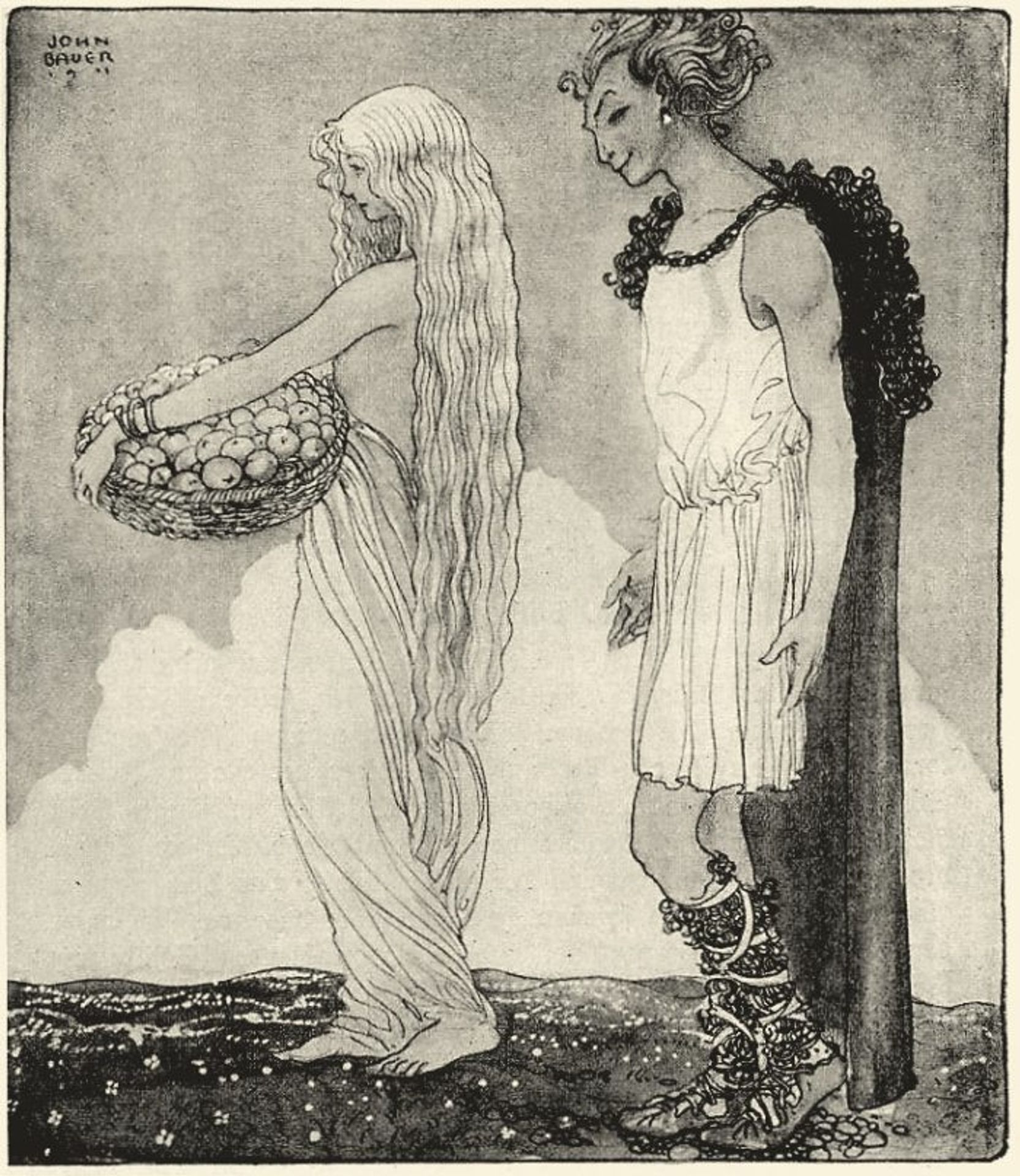 Loki  and Idun by John Bauer