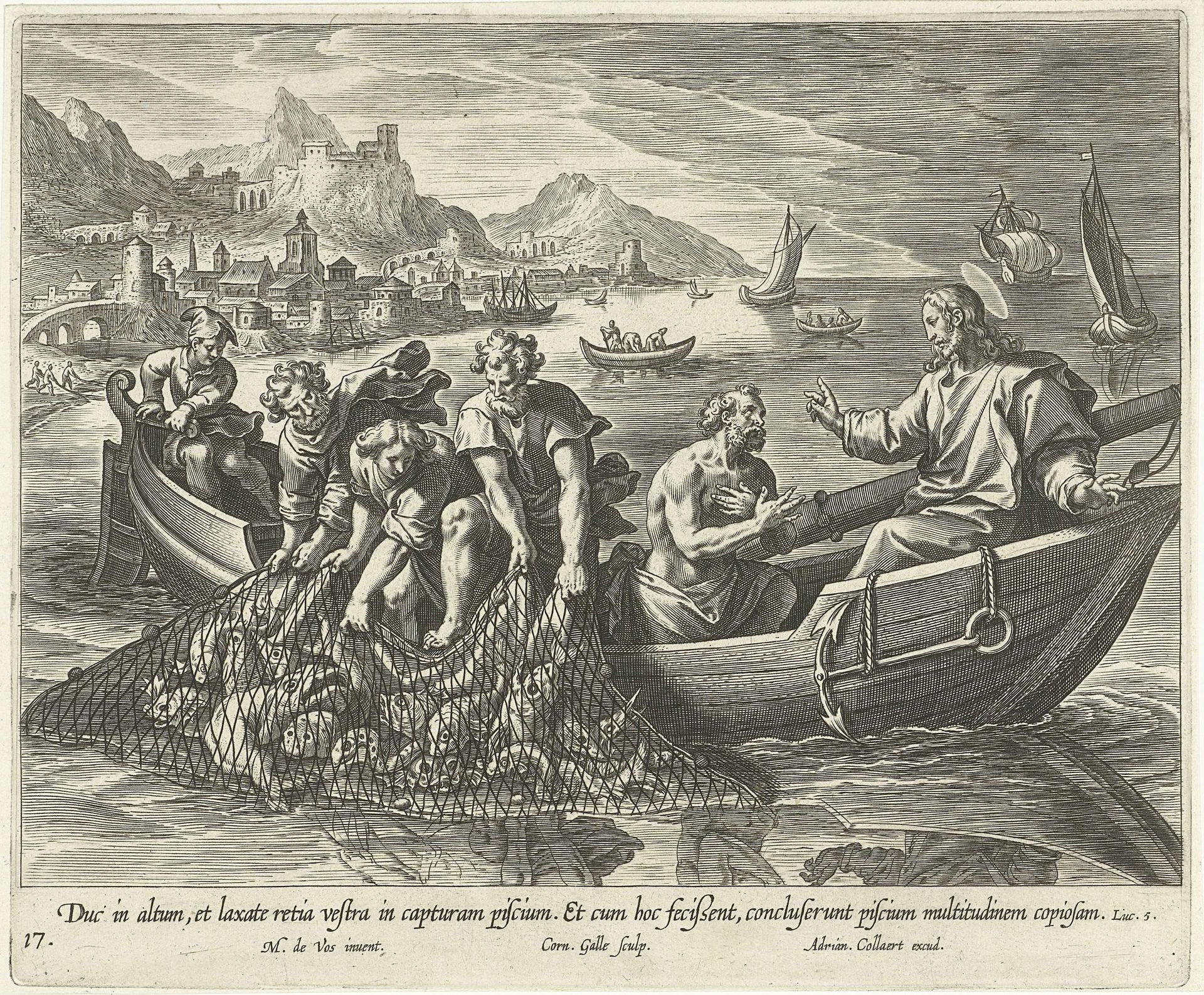 Wonderbaarlijke visvangst by Cornelis Galle I