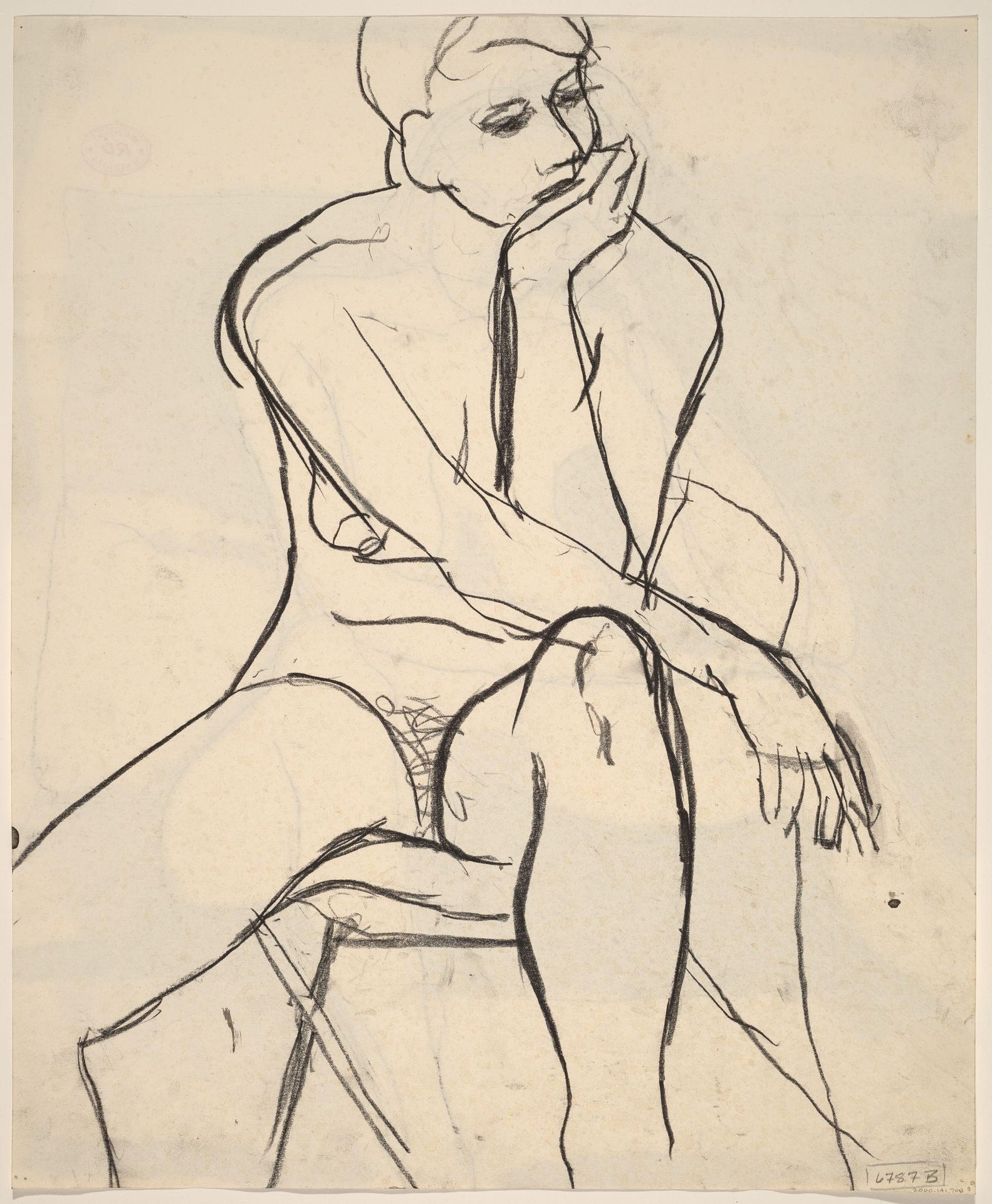 Untitled [seated female nude gazing to her left] [verso] by Richard Diebenkorn