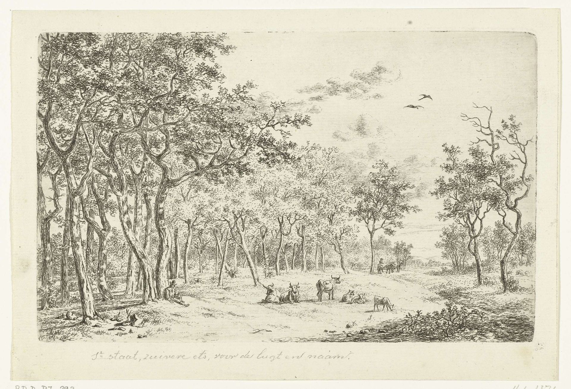 Landschap met een herder en zijn kudde aan de rand van het bos by Ernst Willem Jan Bagelaar