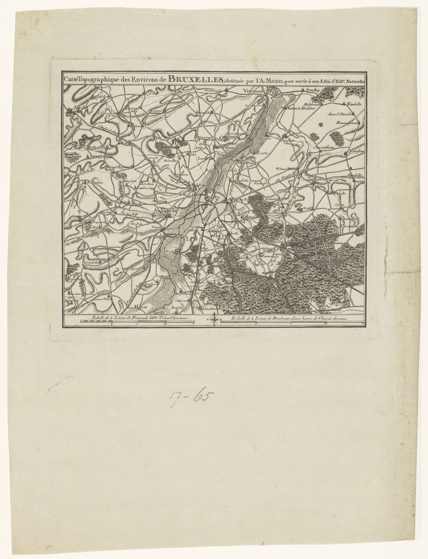Kaart van de omgeving van Brussel by Anonymous