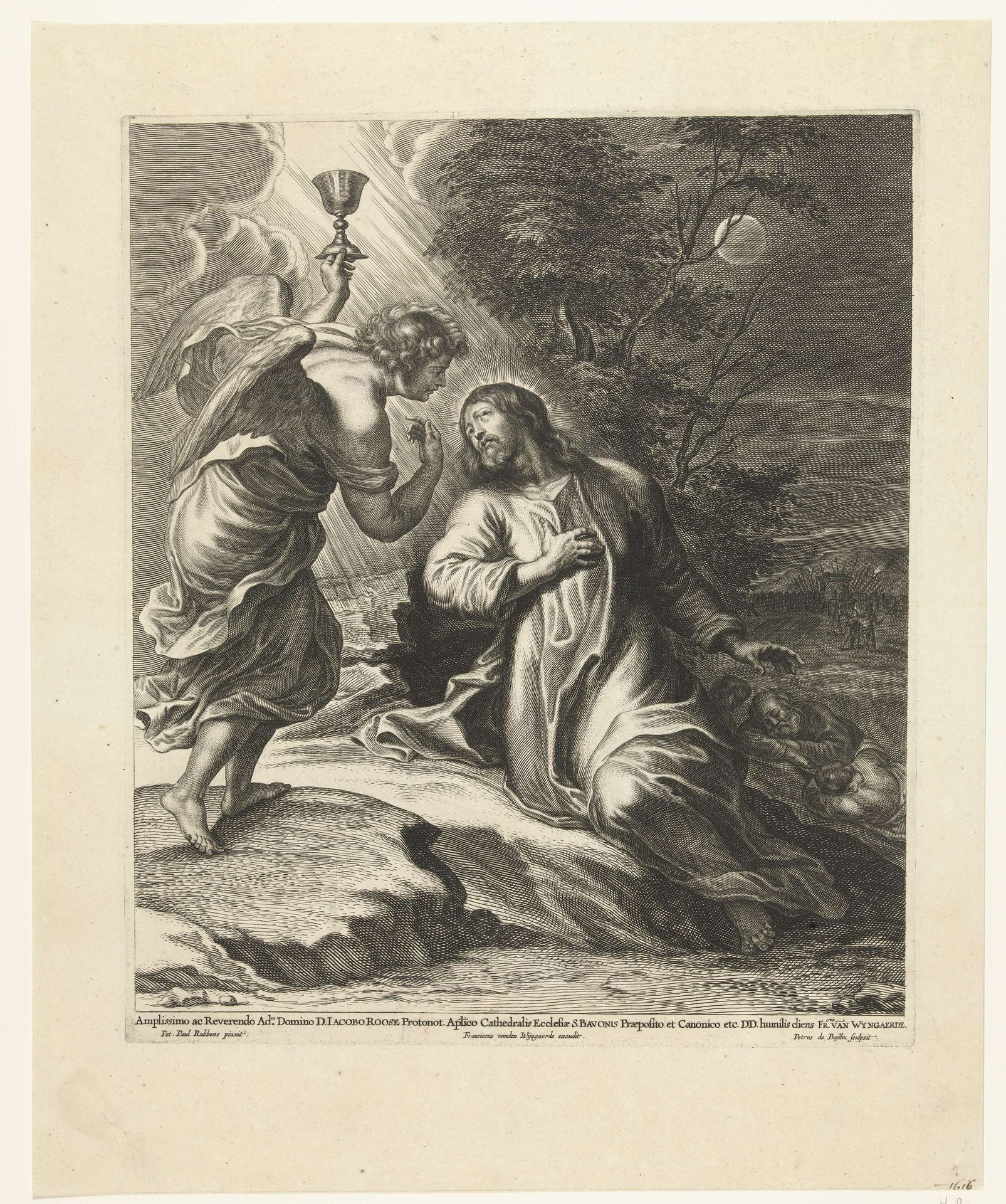 Christus en engel met kelk op Olijfberg (Getsemane) by Pieter de Bailliu