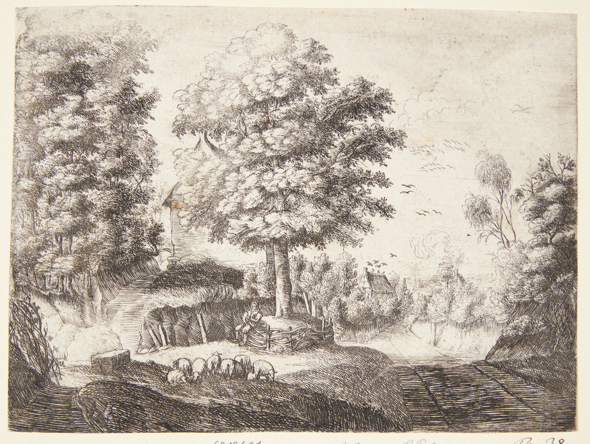 En fårehyrde med sin flok by Jean Baptiste Bonnecroy