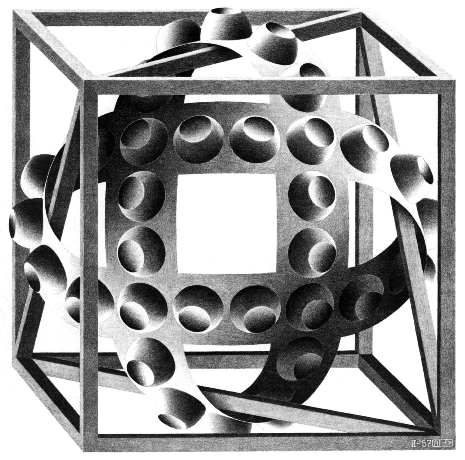 Cube with Magic Ribbons by M.C. Escher