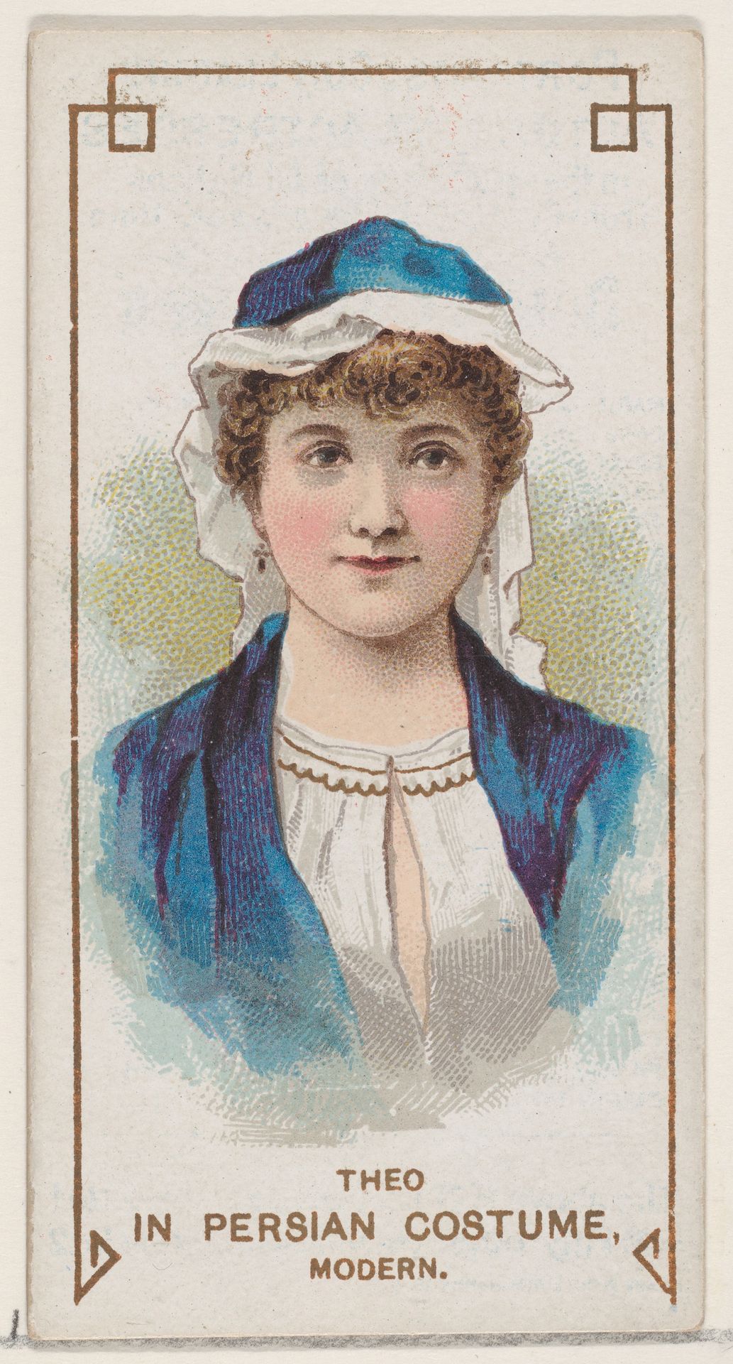 Theo in Modern Persian Costume, from the set Actors and Actresses, First Series (N70) for Duke brand cigarettes by W. Duke, Sons & Co.