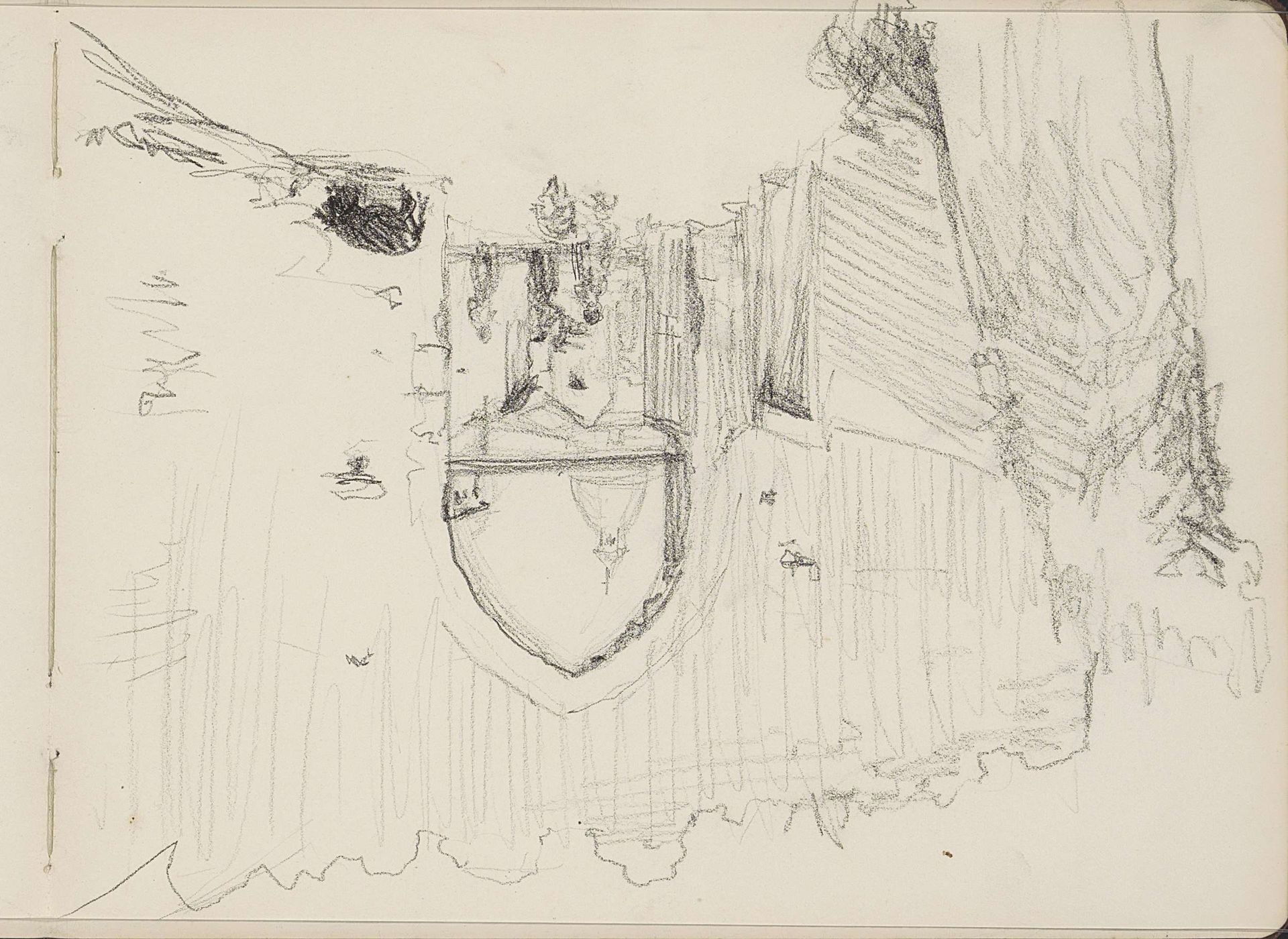 Figuren bij een poort in een stadsmuur by Bramine Hubrecht