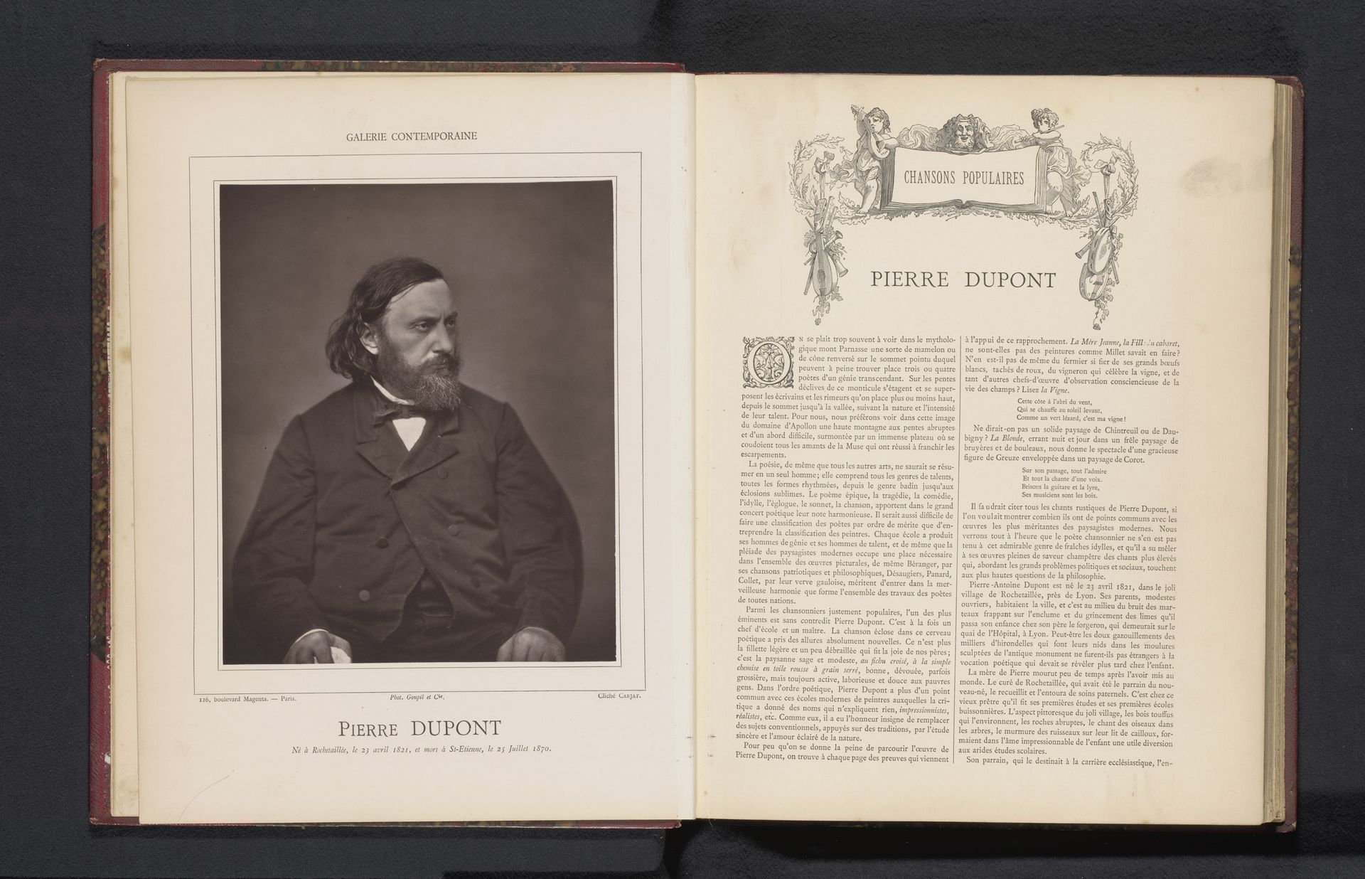 Portret van Pierre Dupont by Etienne Carjat