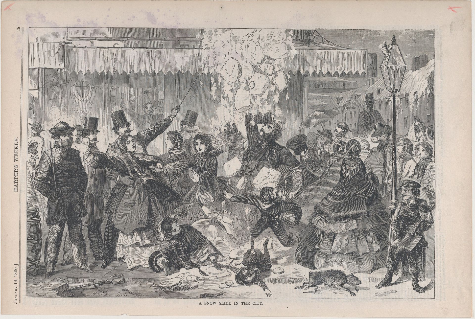 A Snow Slide in the City (from "Harper's Weekly," Vol. IV) by Winslow Homer