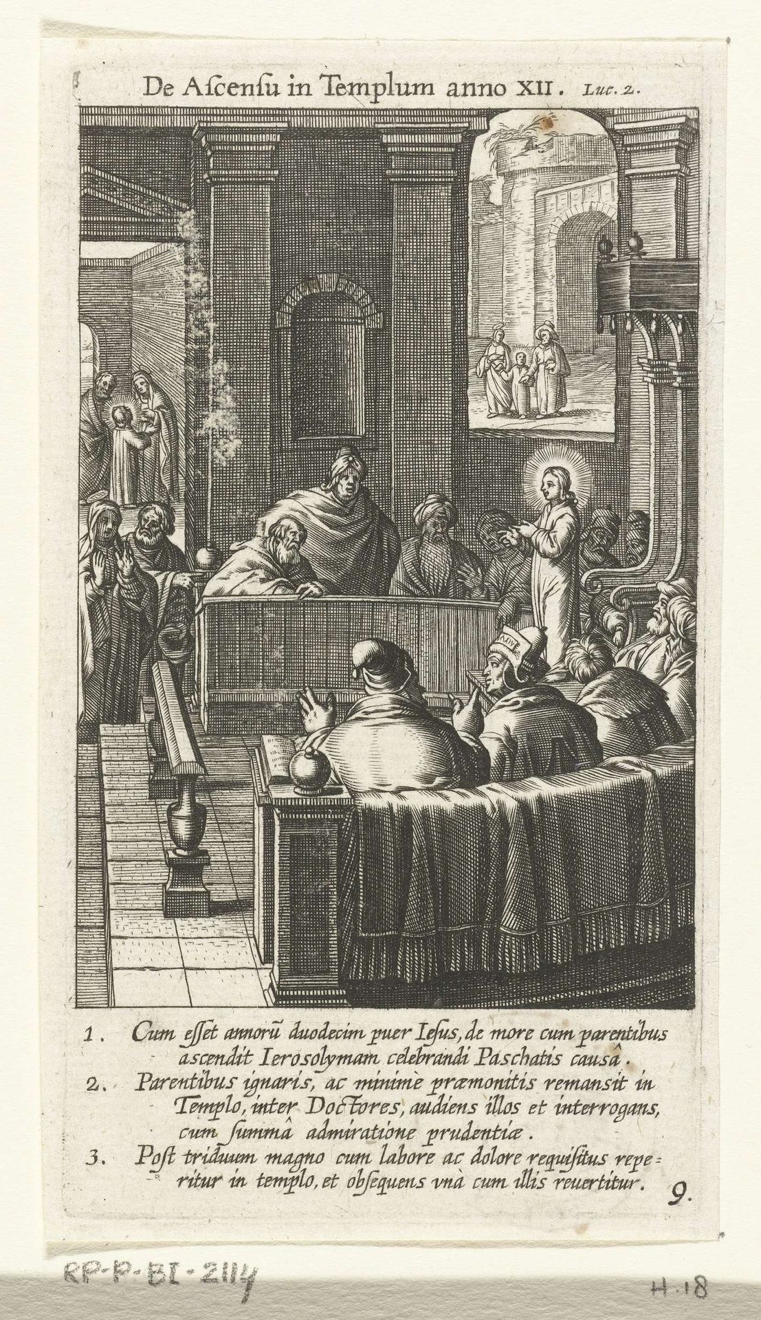 Christus als twaalfjarige discussiërend met schriftgeleerden in de tempel by Boëtius Adamsz. Bolswert