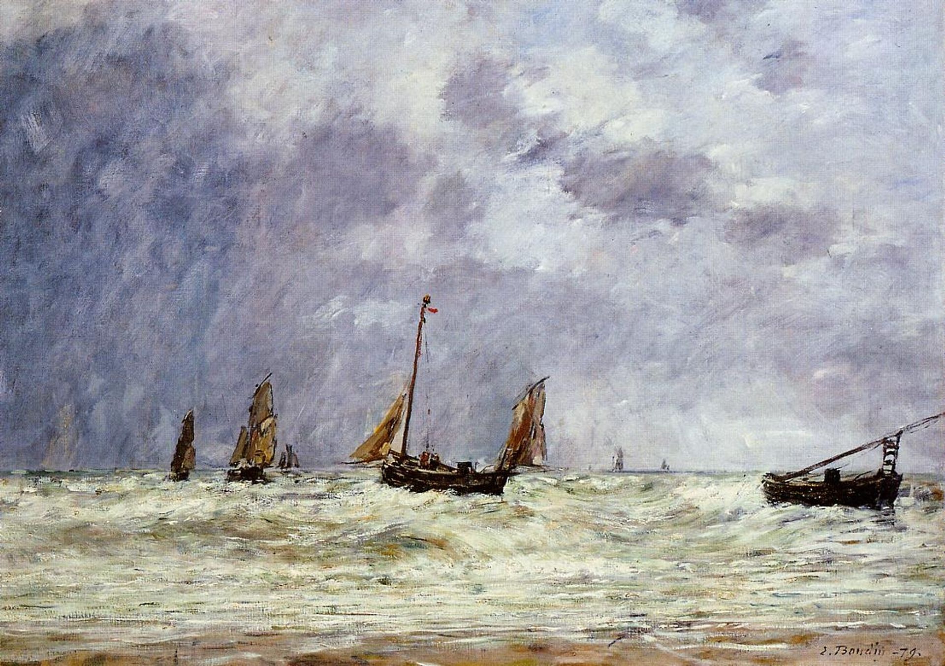 Berck, the Departure of the Boats by Eugène Boudin