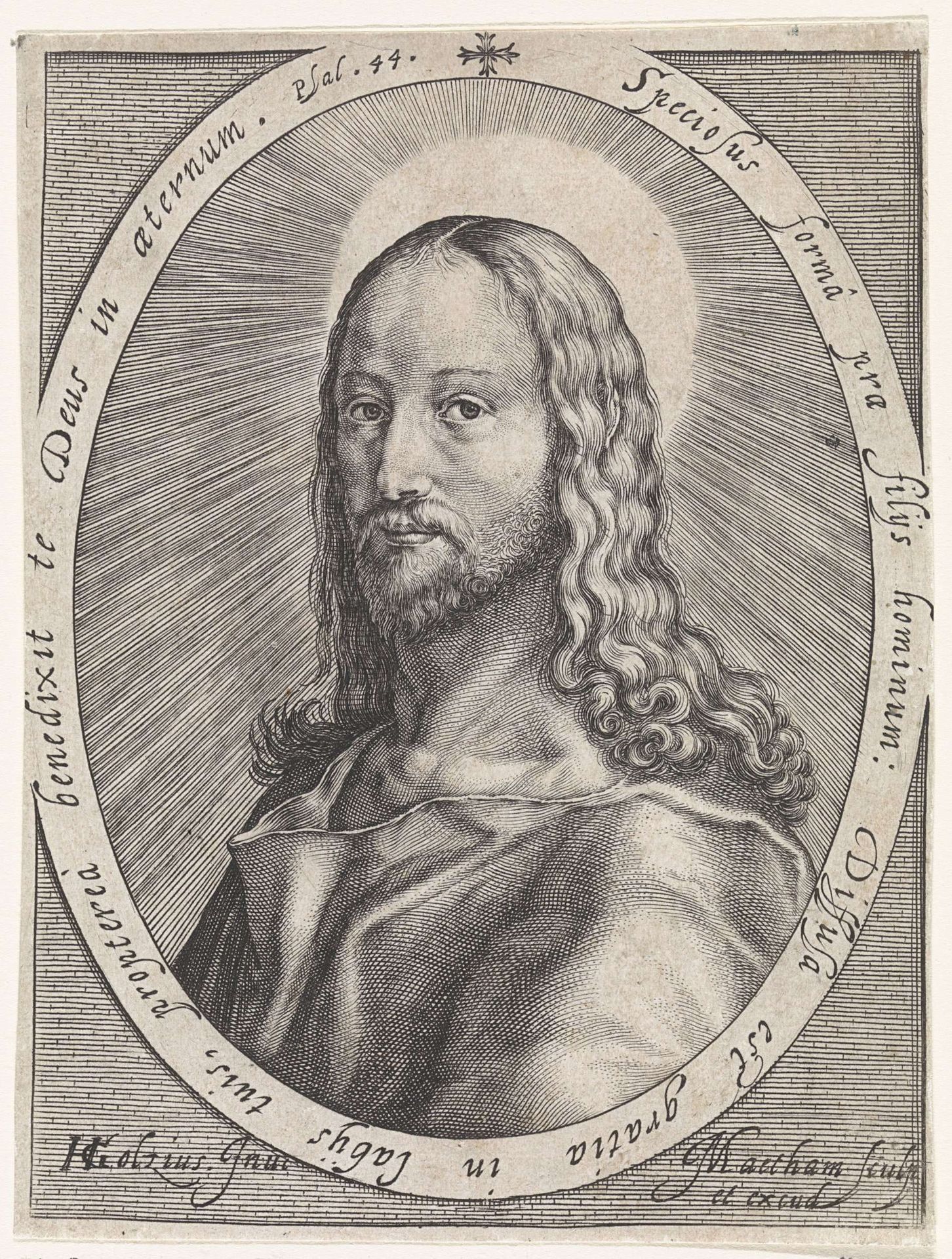 Buste van Christus, in ovaal by Jacob Matham