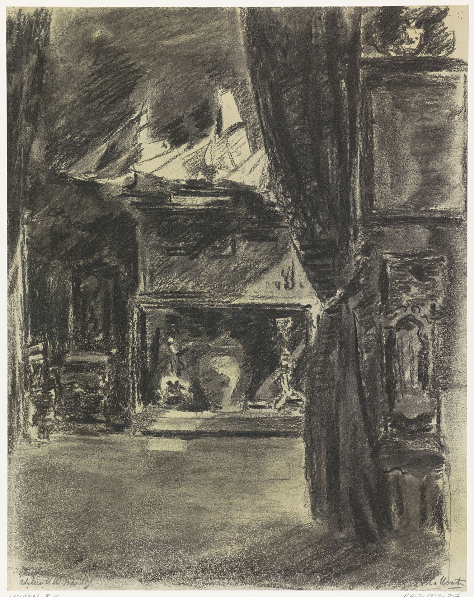 Het atelier van H.W. Mesdag, met twee modellen van zeilschepen by Barbara Elisabeth van Houten