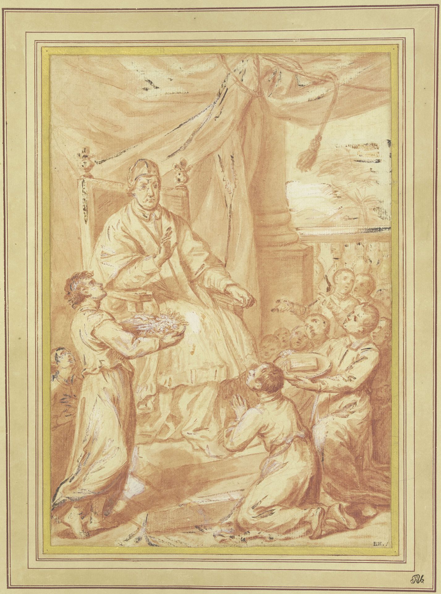 Papst Clemens XI. umgeben von vielen ihn verehrenden Personen by Giovanni Maria Morandi