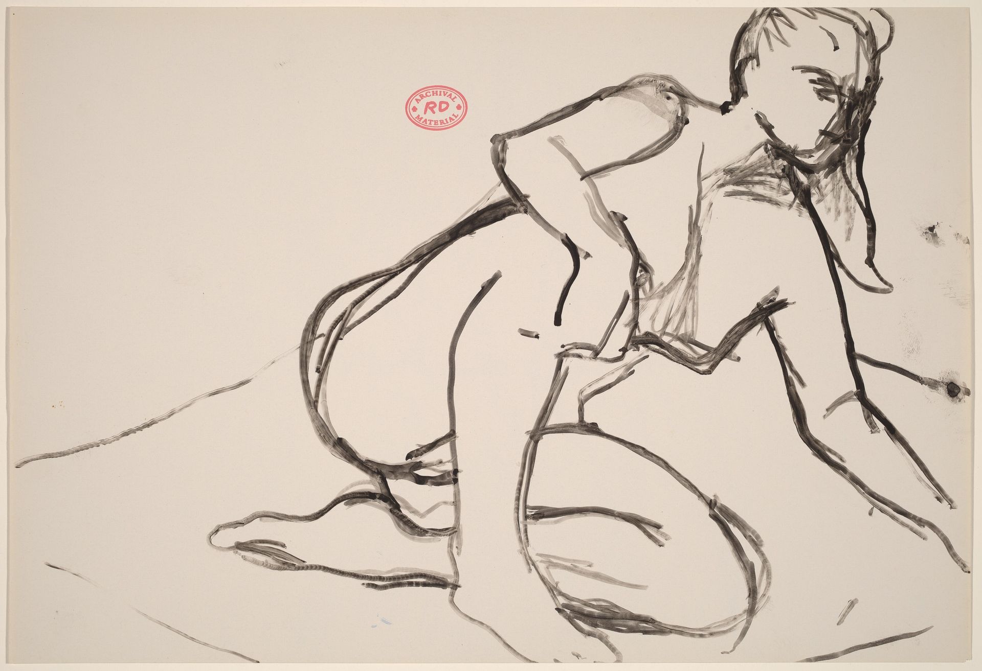 Untitled [seated female nude reaching with right arm] by Richard Diebenkorn
