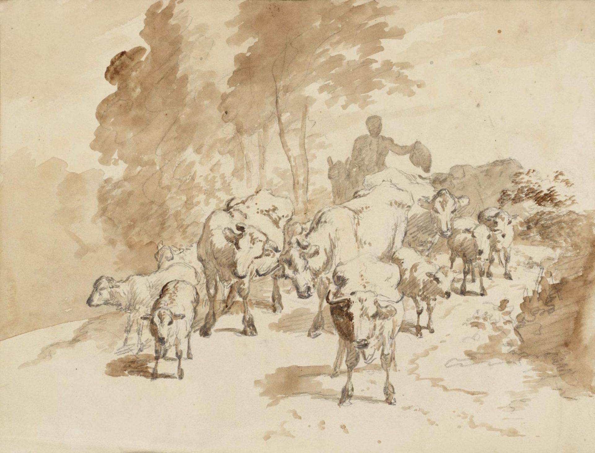 Sheep on the Road by Robert Hills