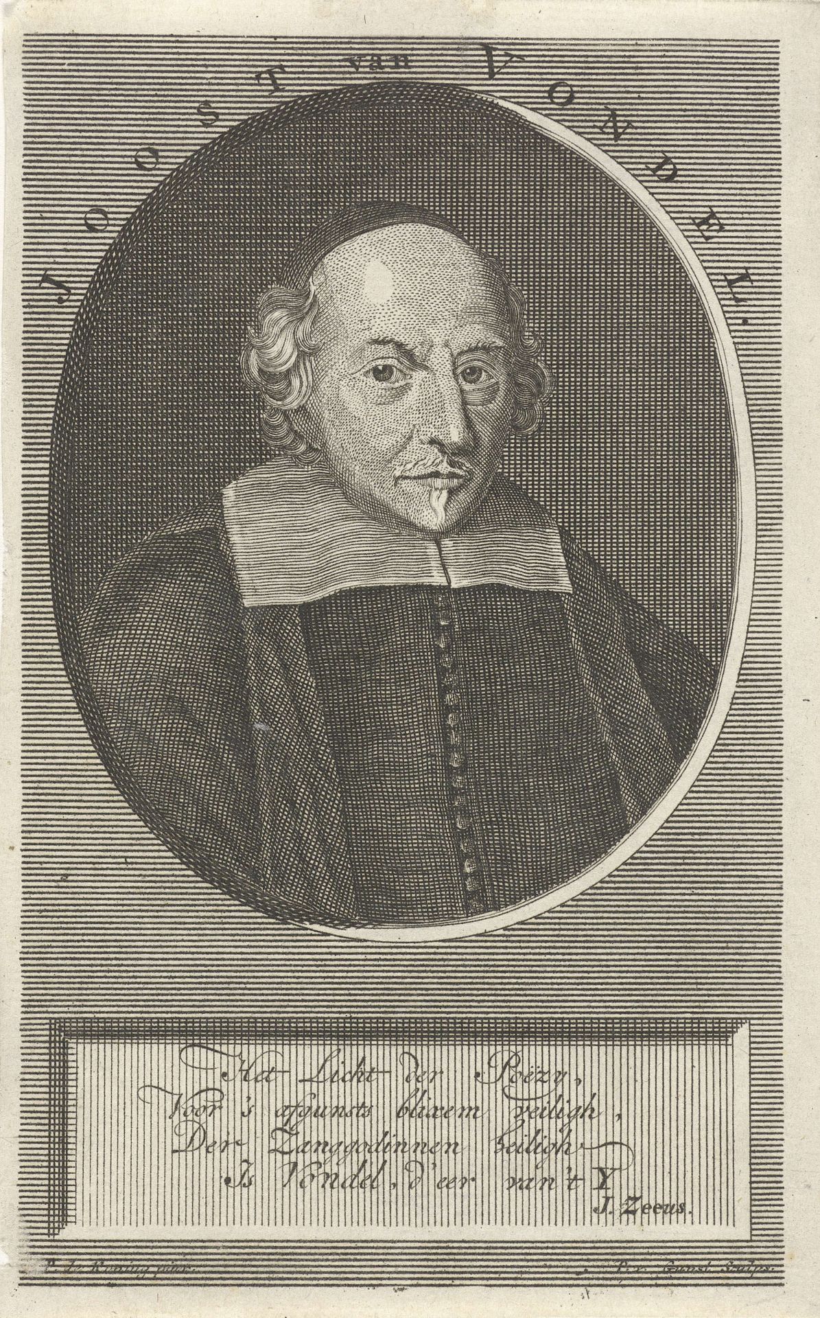 Portret van Joost van den Vondel by Pieter van Gunst