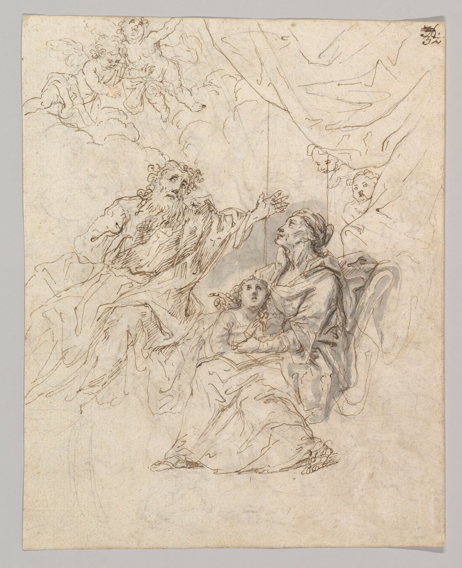 The Holy Family; verso: Moses striking water from a rock by Bartholomaeus Ignaz Weiss