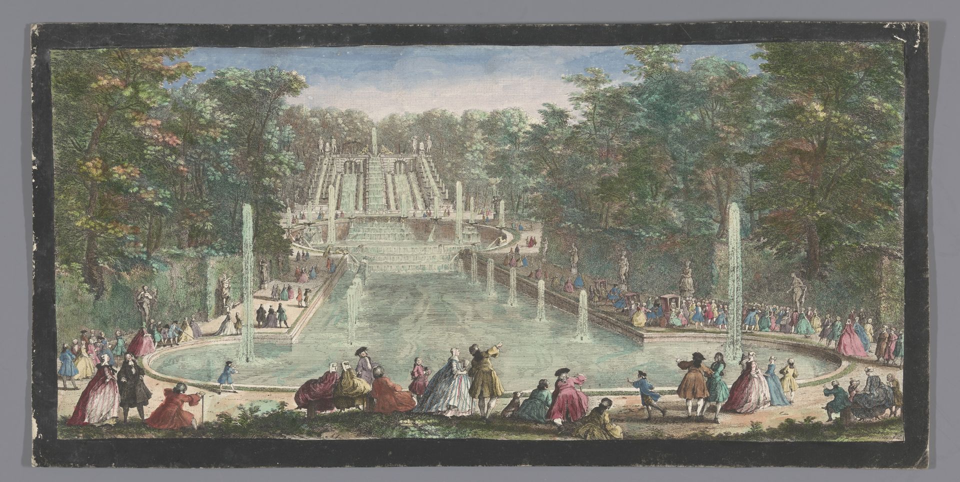 Gezicht op de cascades van de tuin van het Château de Saint-Cloud by Anonymous