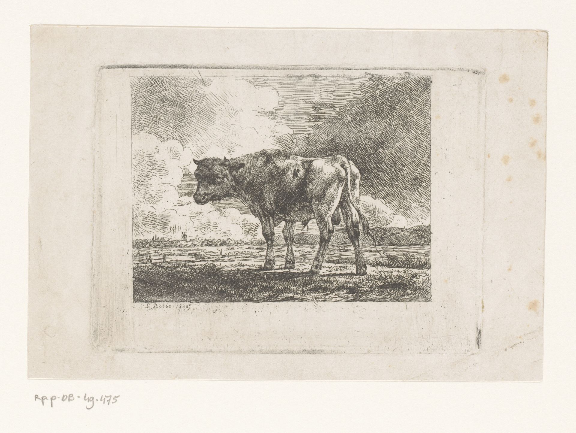 Landschap met rund by Louis Robbe