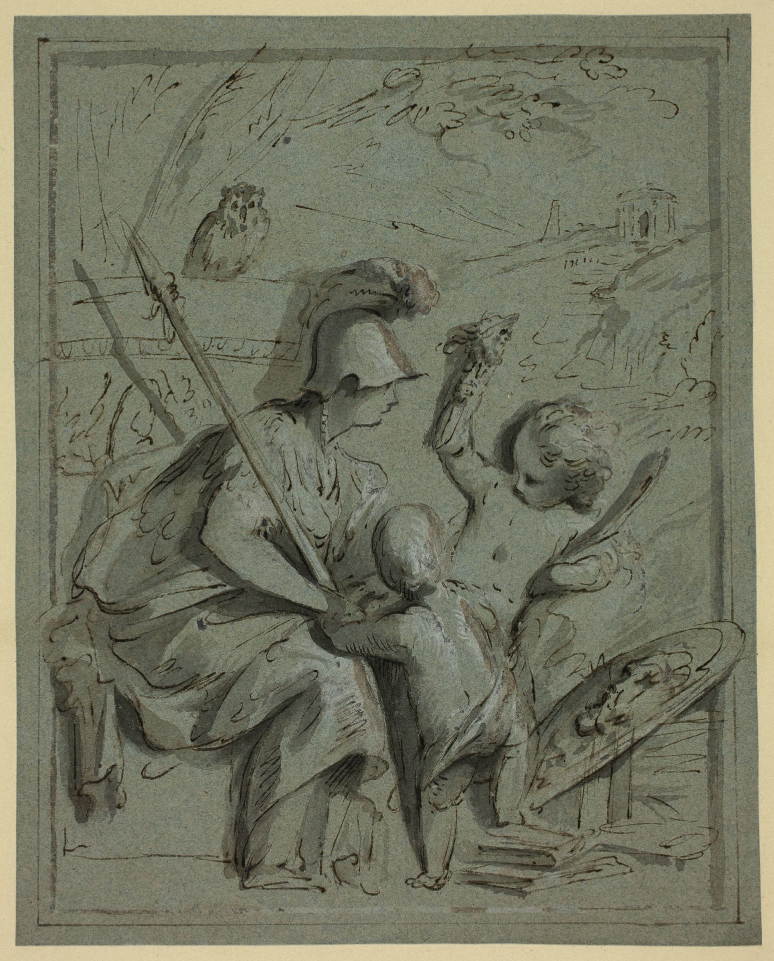 Minerva with Two Putti by Jacob de Wit