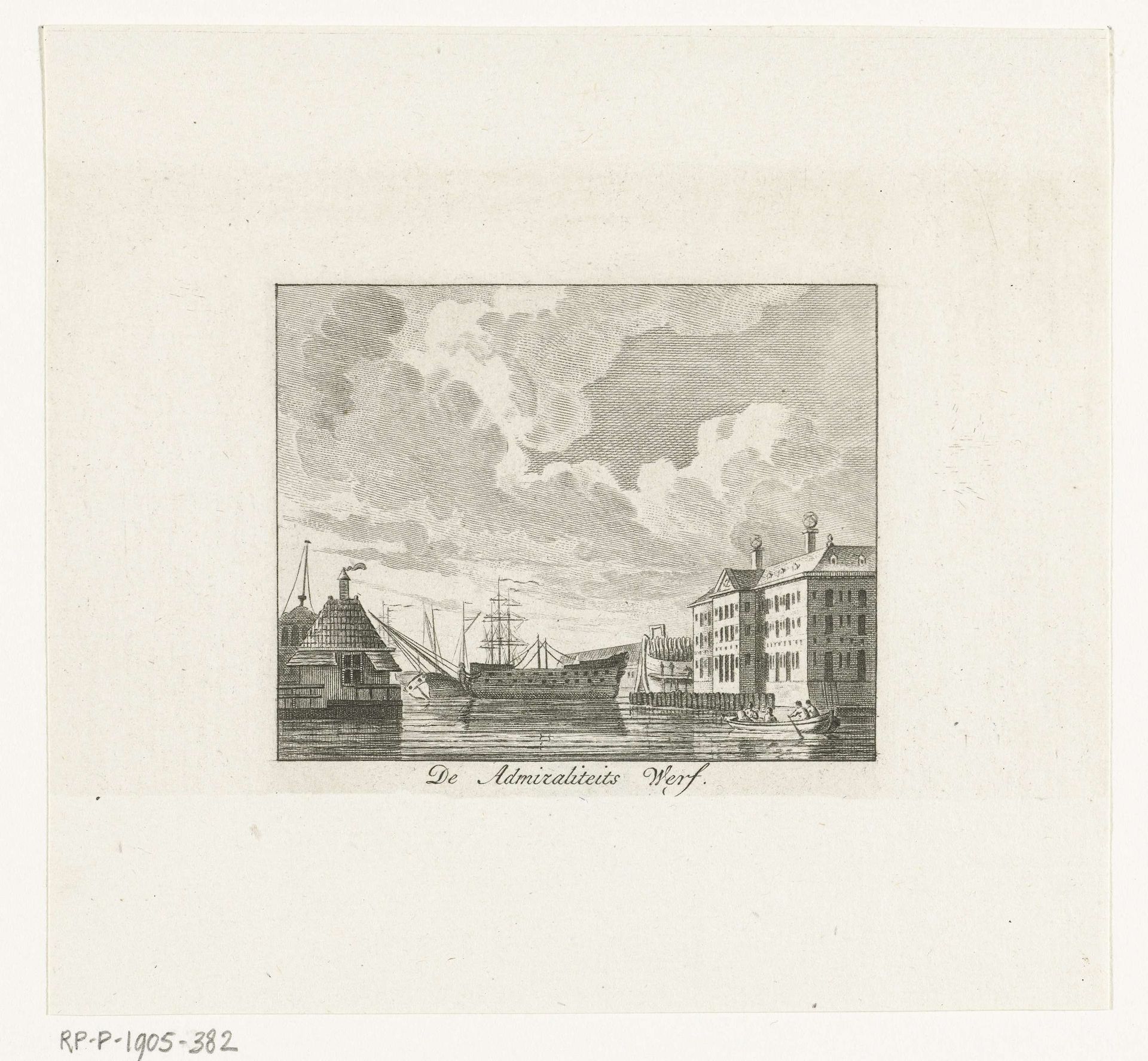 Stadsgezicht met Admiraliteitswerf te Amsterdam by Cornelis Brouwer