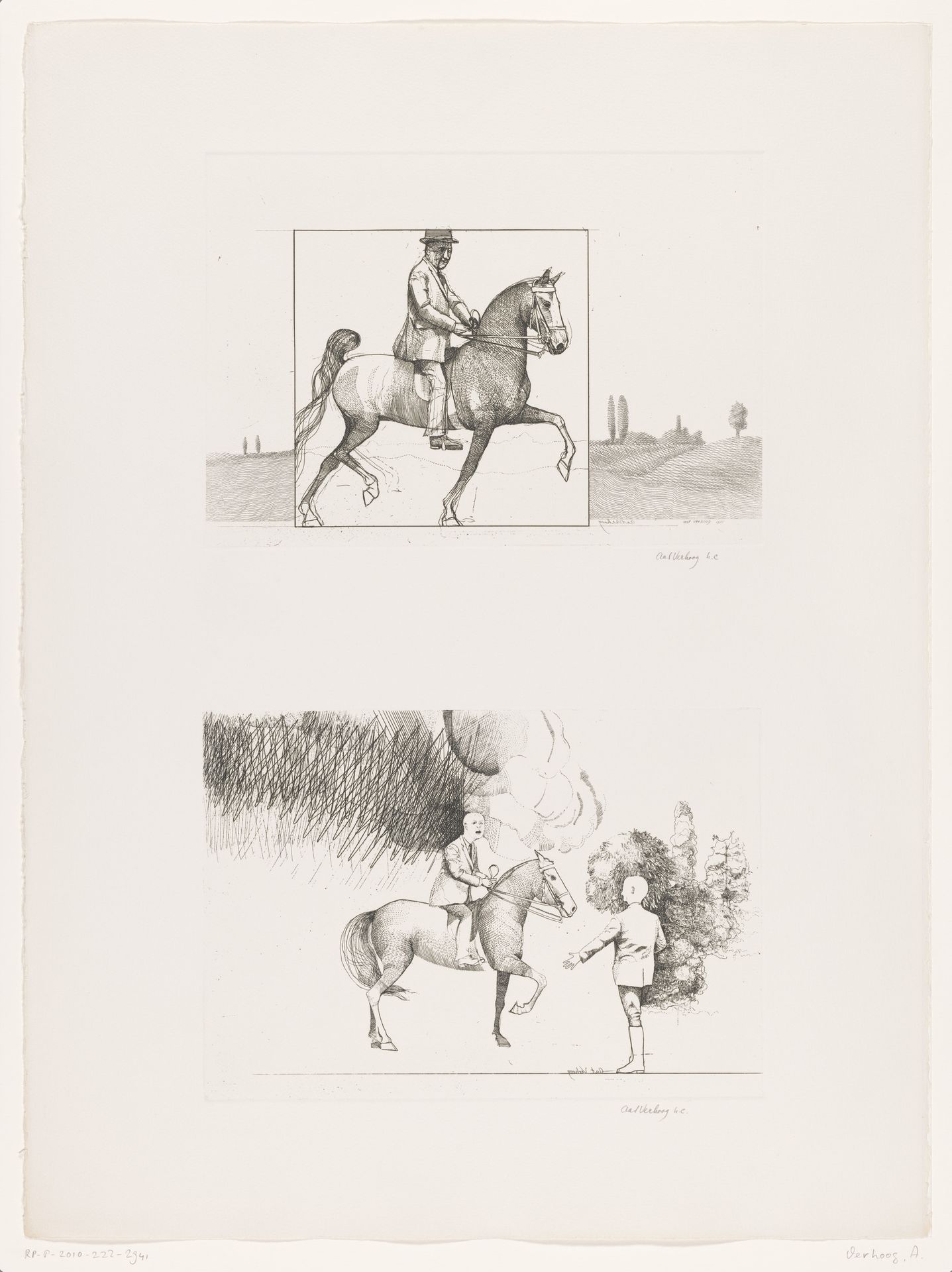 Ruiter (tweemaal) by Aat Verhoog