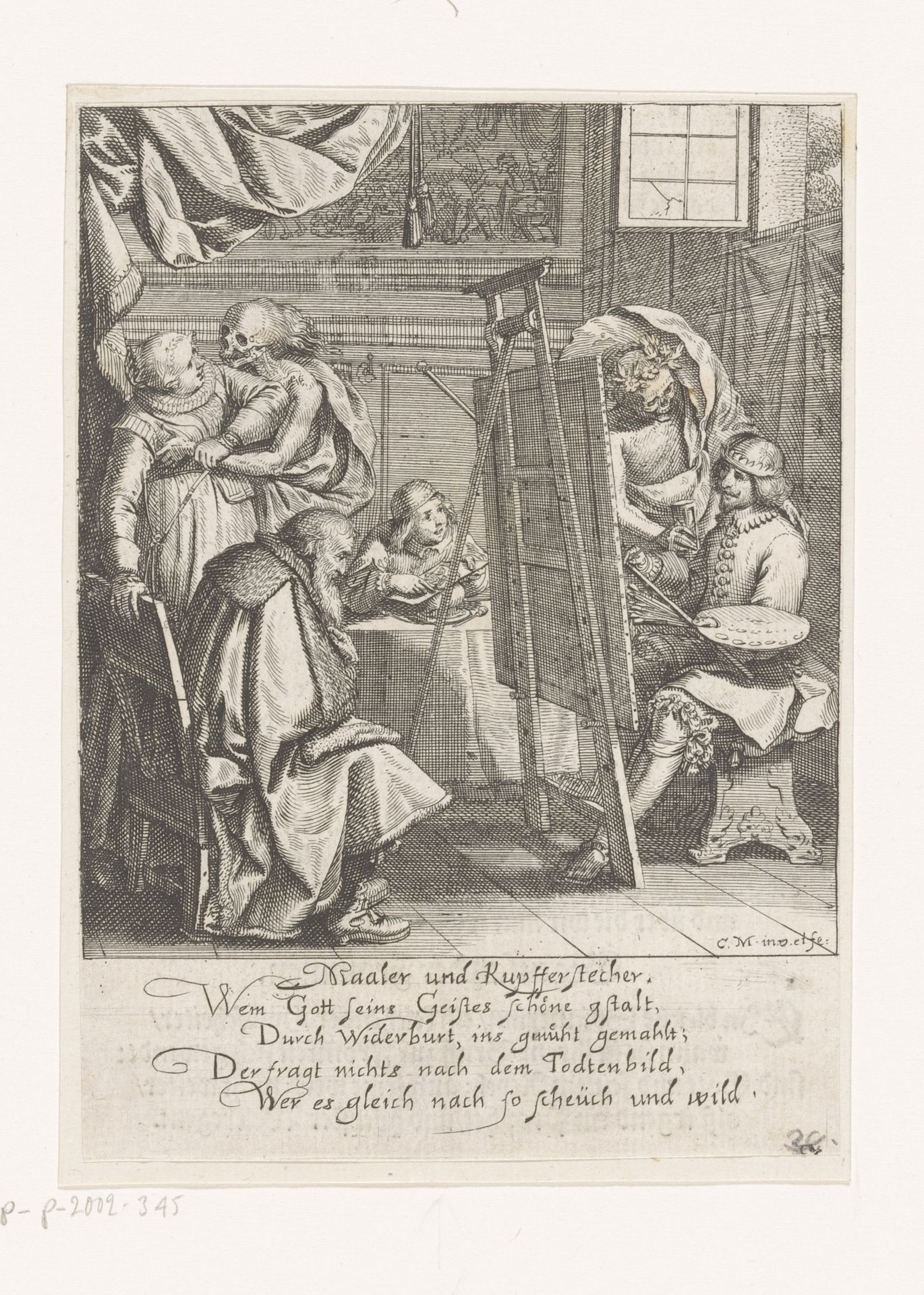 Schilder en graveur met de Dood by Conrad Meyer