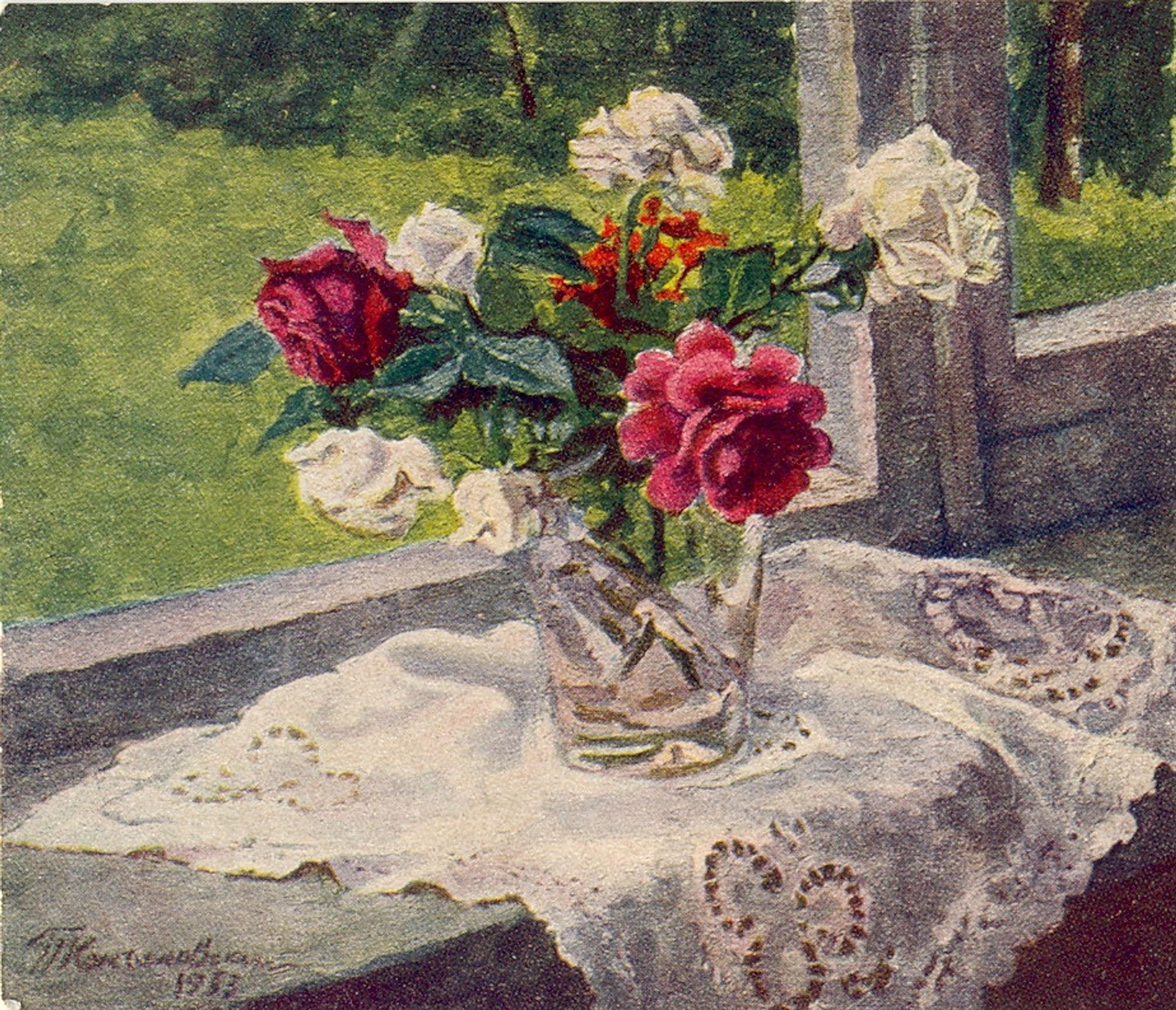 The roses by the window by Pyotr Konchalovsky
