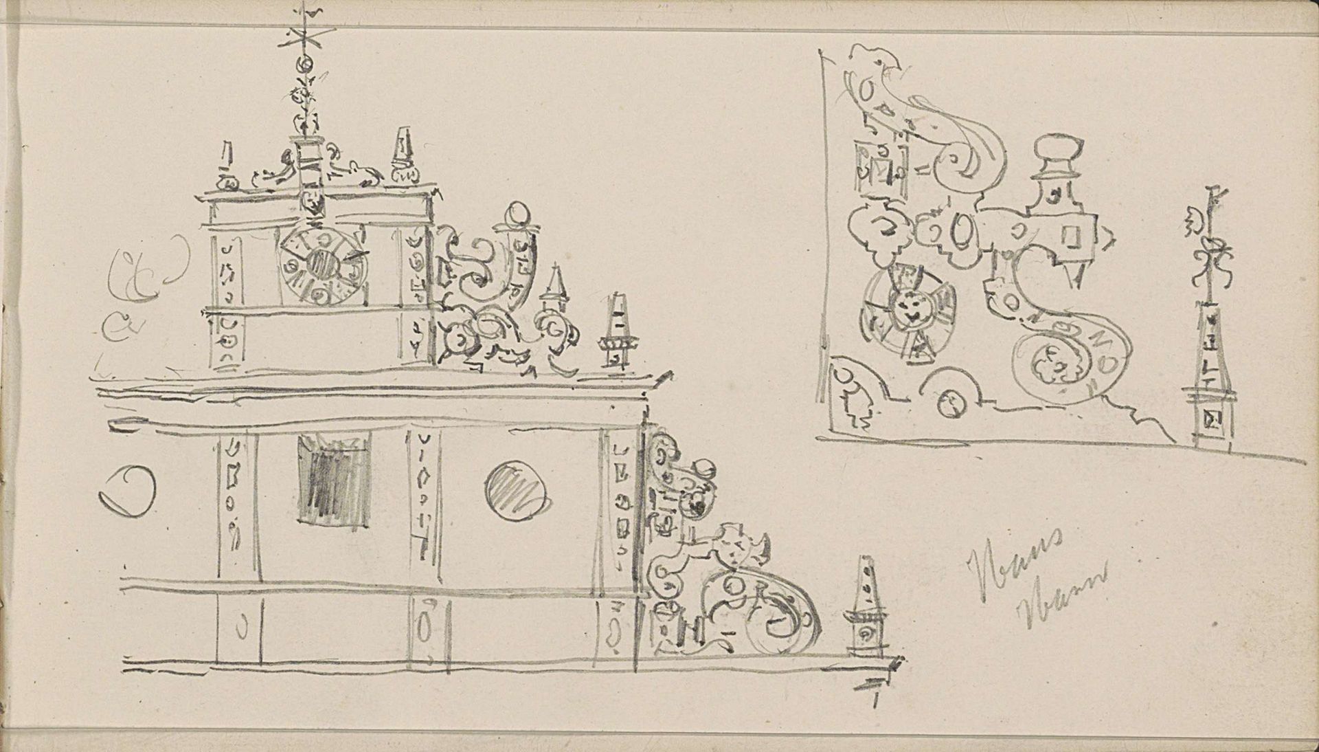 Fronton van een gebouw te Hannover by Isaac Gosschalk