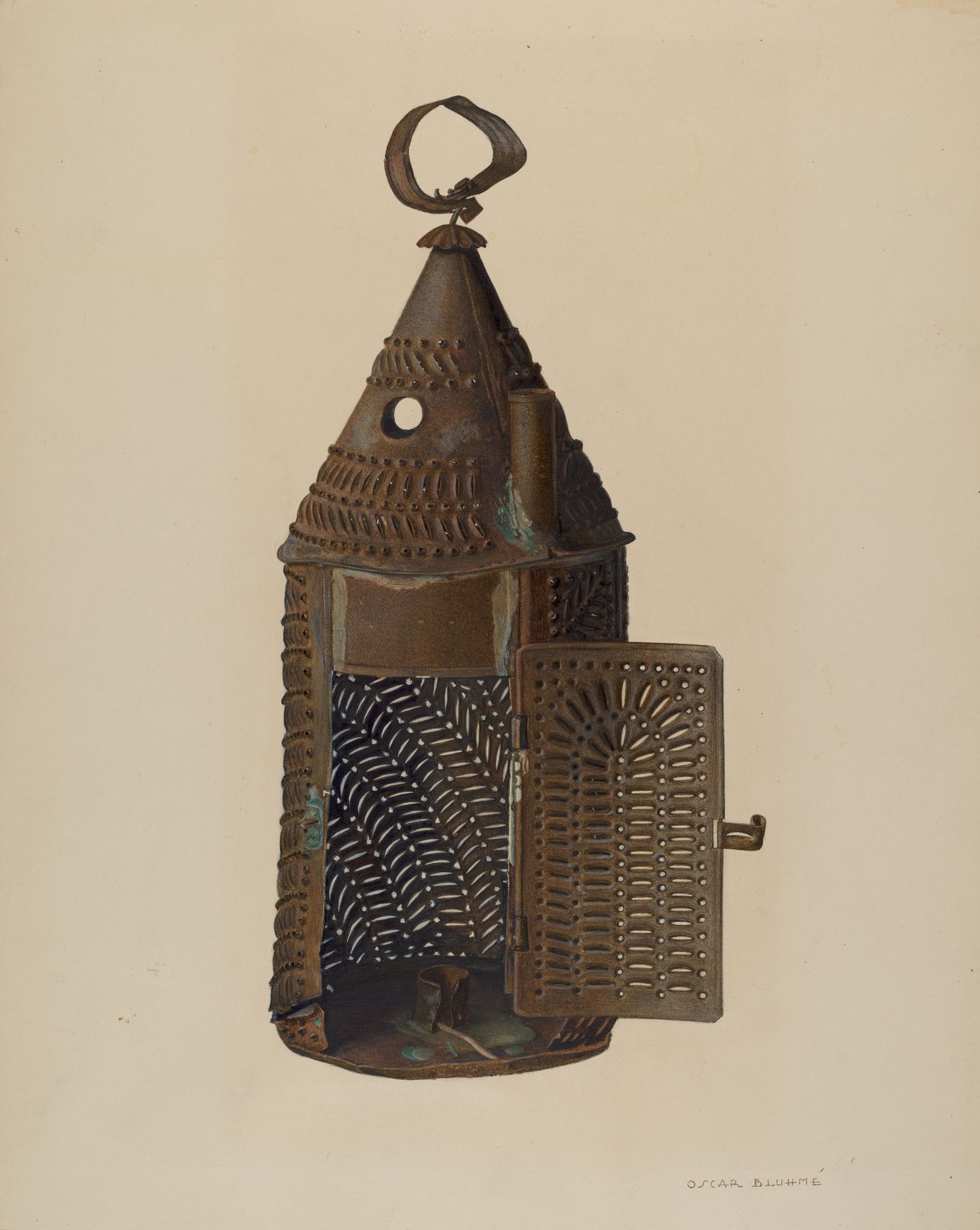 Perforated Tin Lantern by Oscar Bluhme