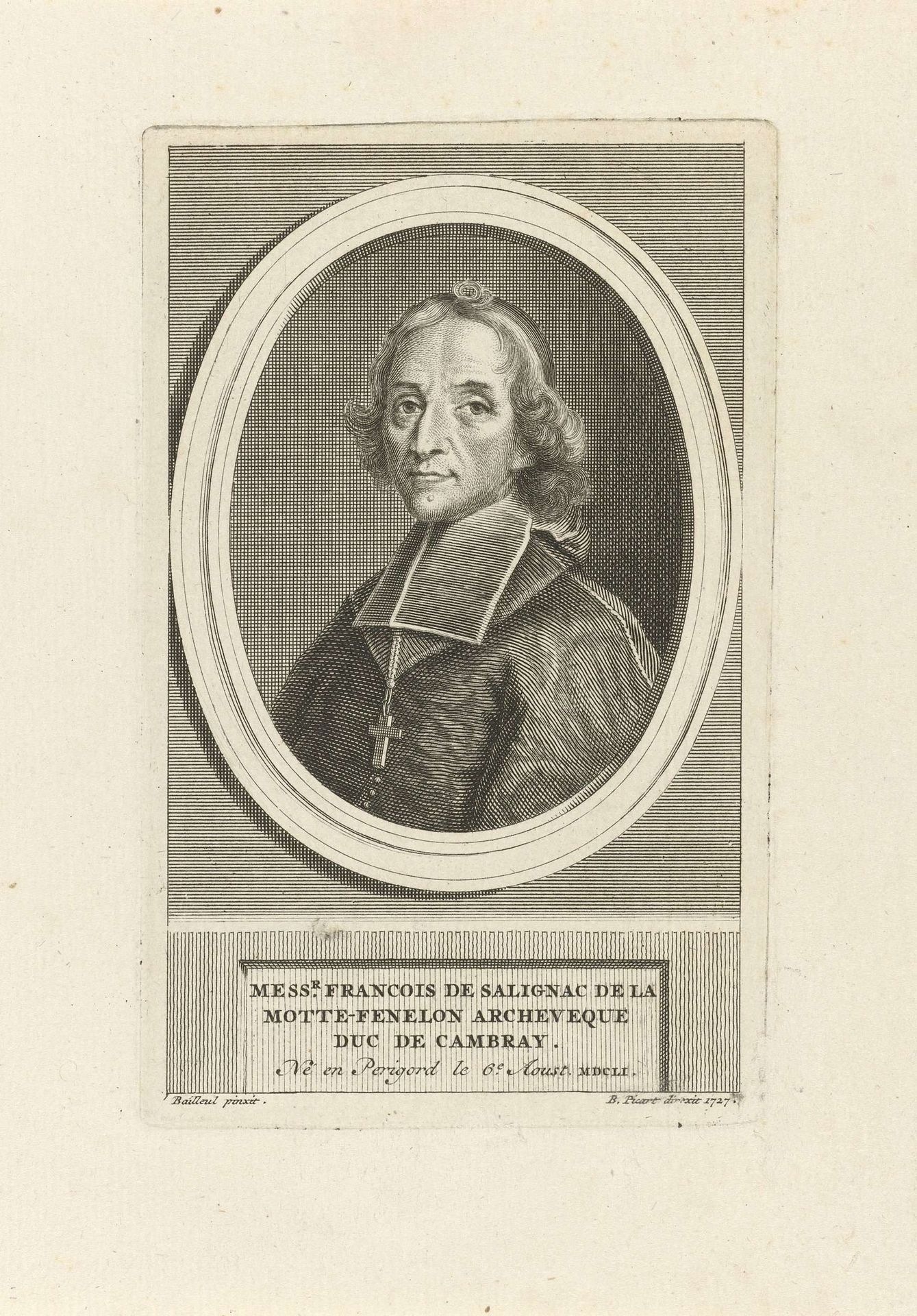 Portret van François Fénelon by Bernard Picart