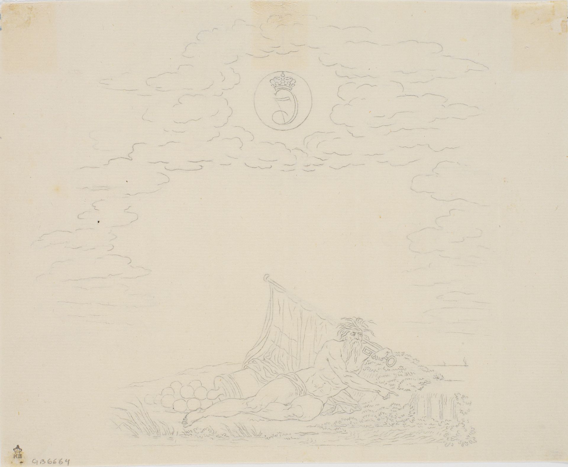 Titelvignet til et søkort: "Kaart over Belterne og Sundet" by J.F. Clemens