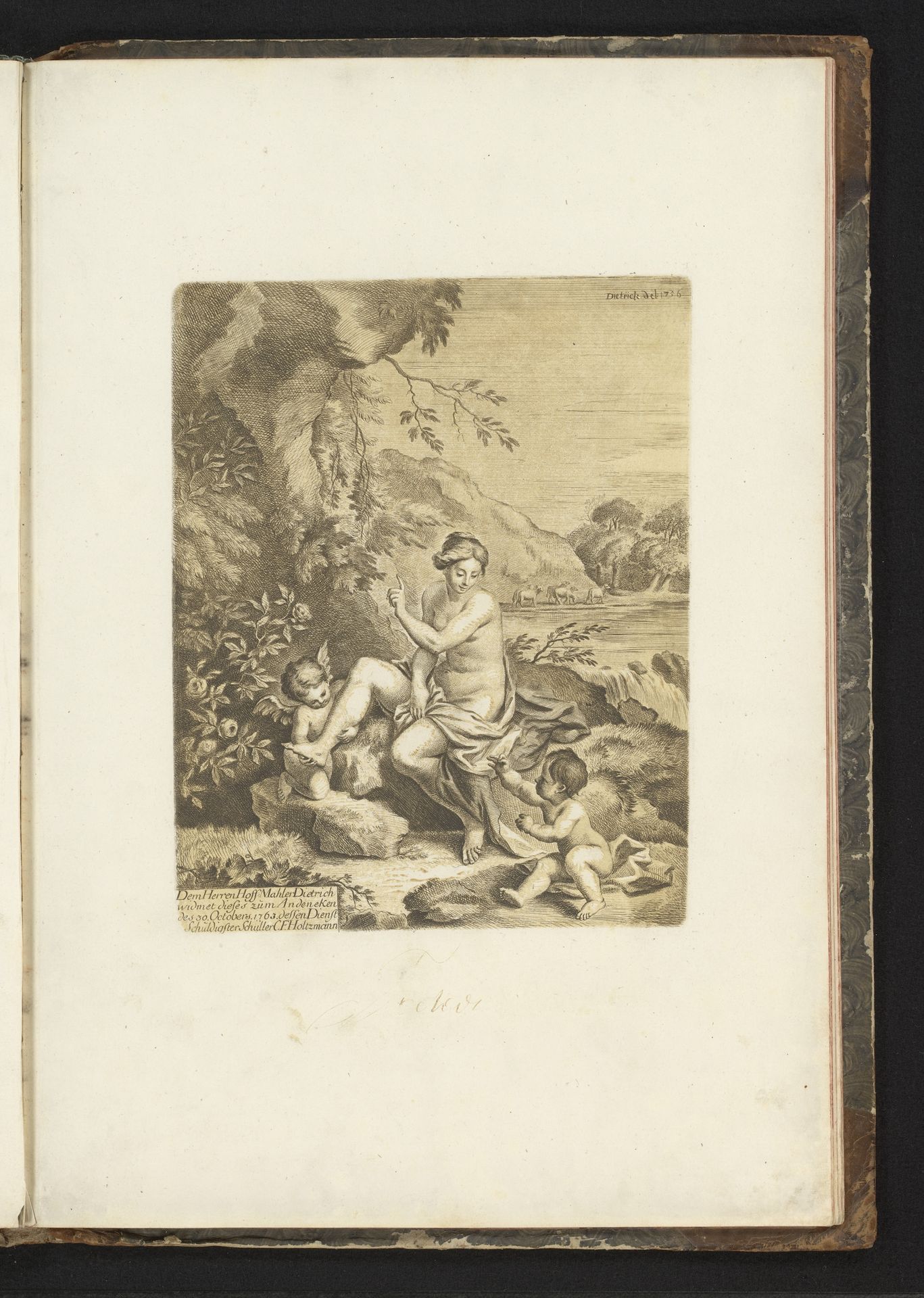 Venus met Cupido en een jong kind in een rotsachtig landschap by Carl Friedrich Holtzmann