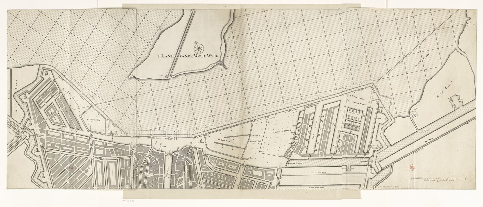 Kaart van een deel van Amsterdam en het IJ by Bastiaen Stopendael