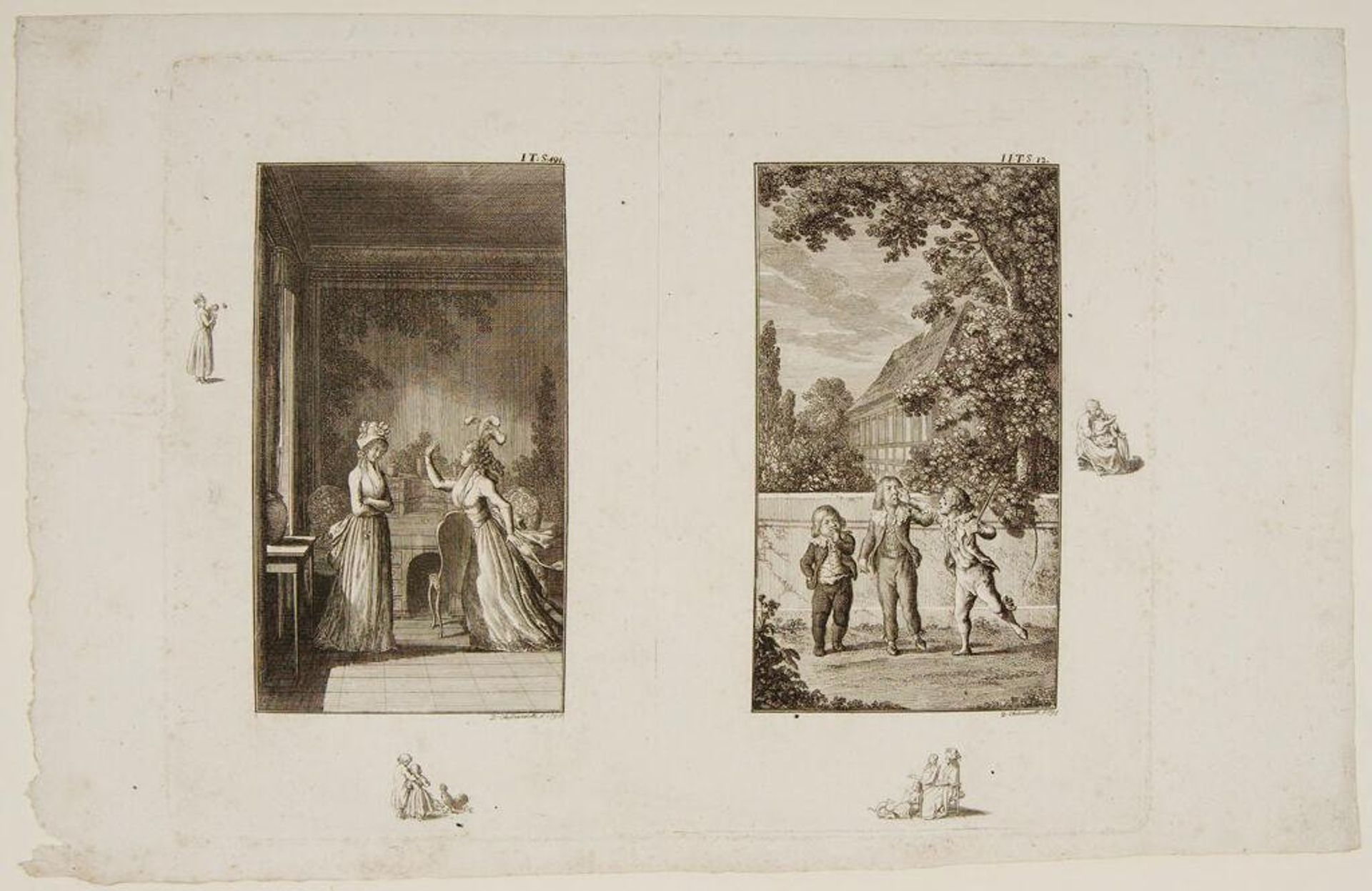 Two Scenes from "Clarissa" by Daniel Nikolaus Chodowiecki