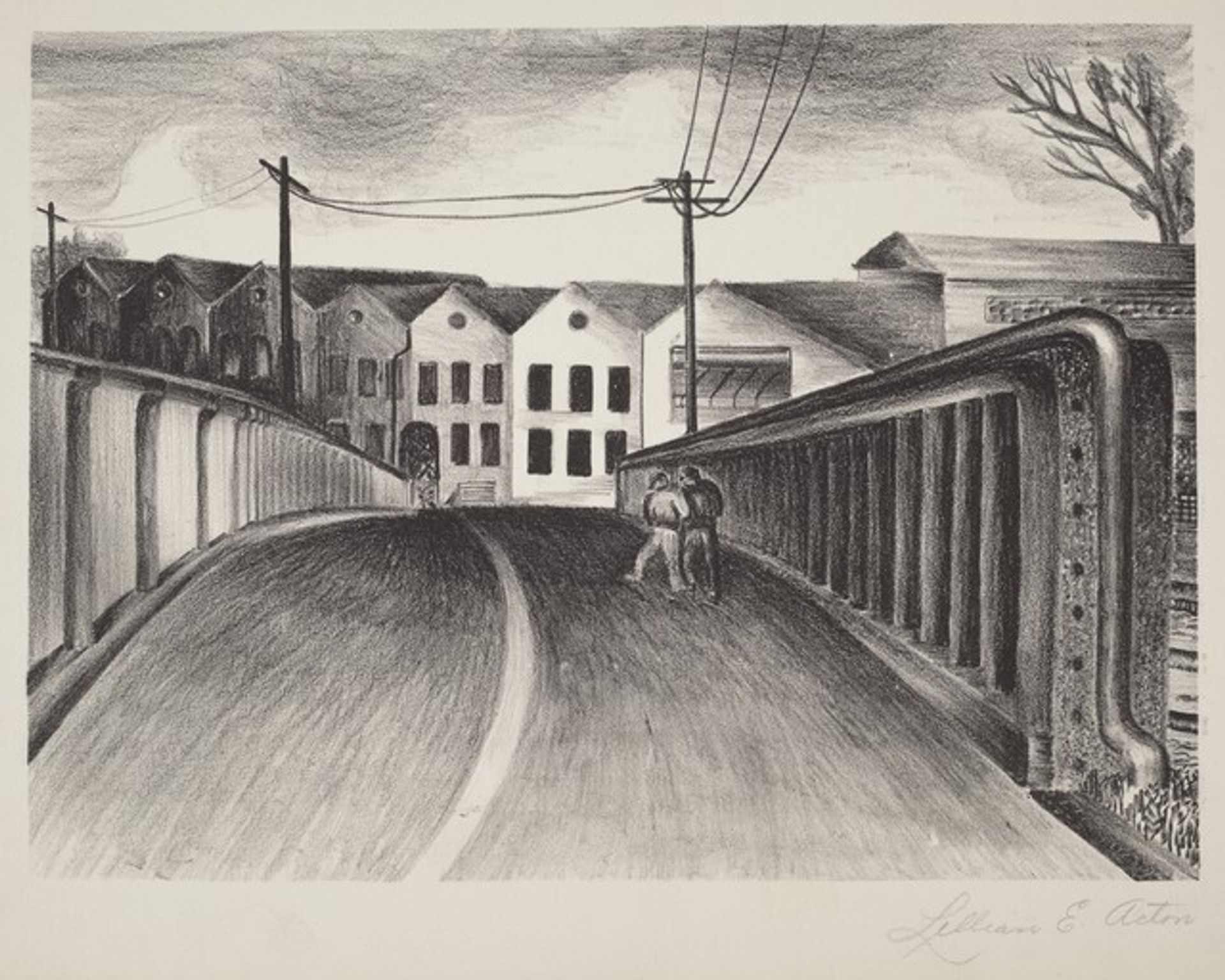 Untitled (Two Men on Bridge) by Lillian E. Acton
