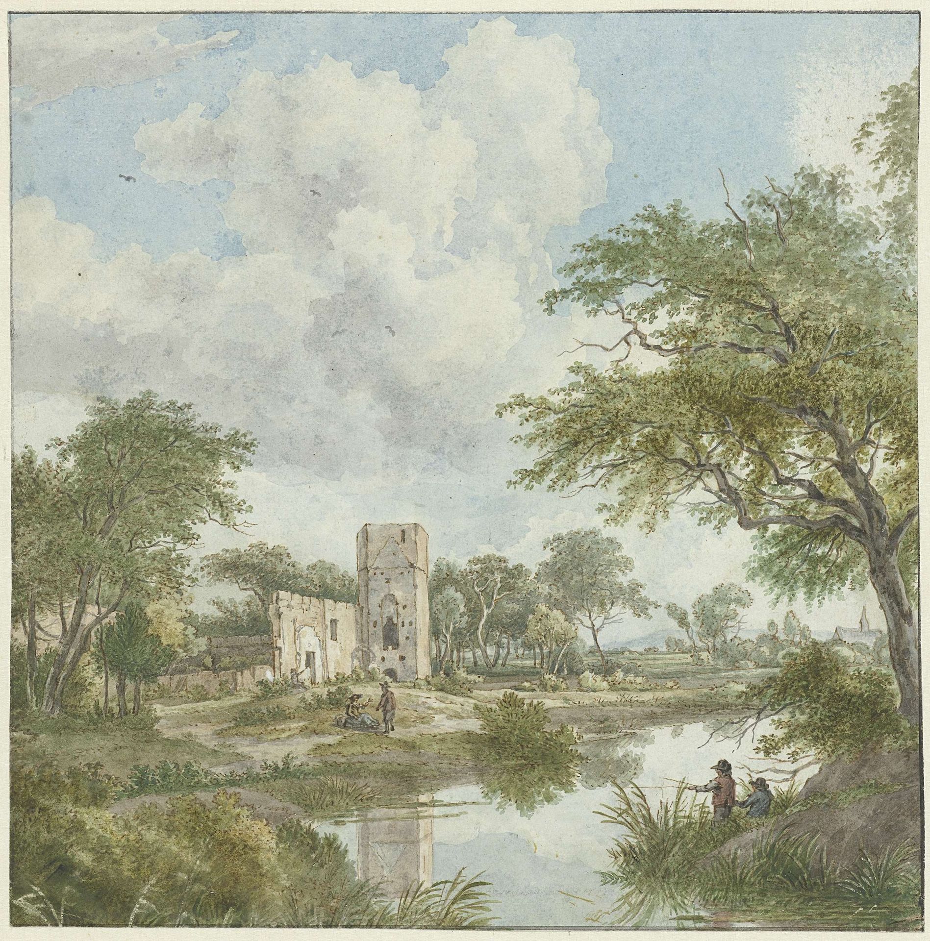 Landschap met kasteelruïne by Wybrand Hendriks
