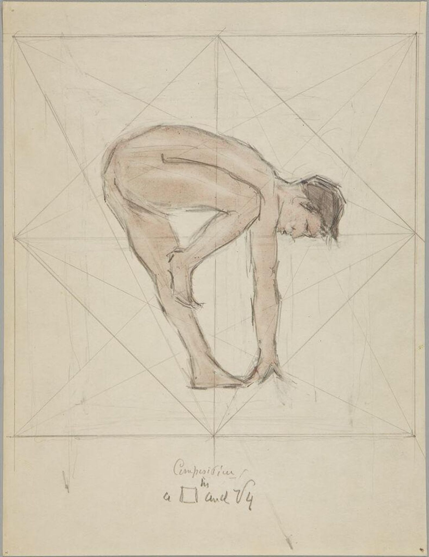 Male Nude with Right Leg Raised by Denman Waldo Ross