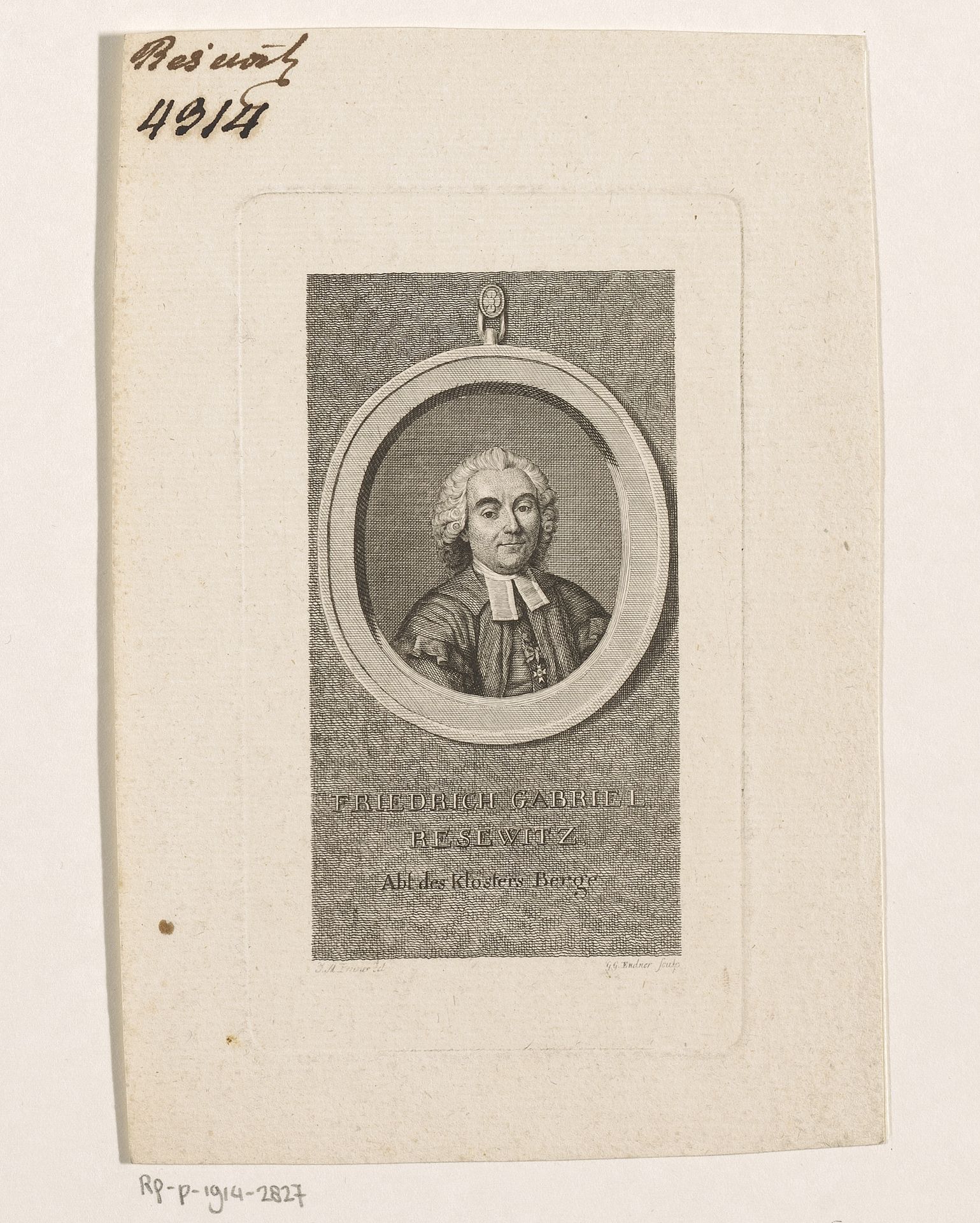 Portret van Friedrich Gabriel Resewitz by Gustav Georg Endner