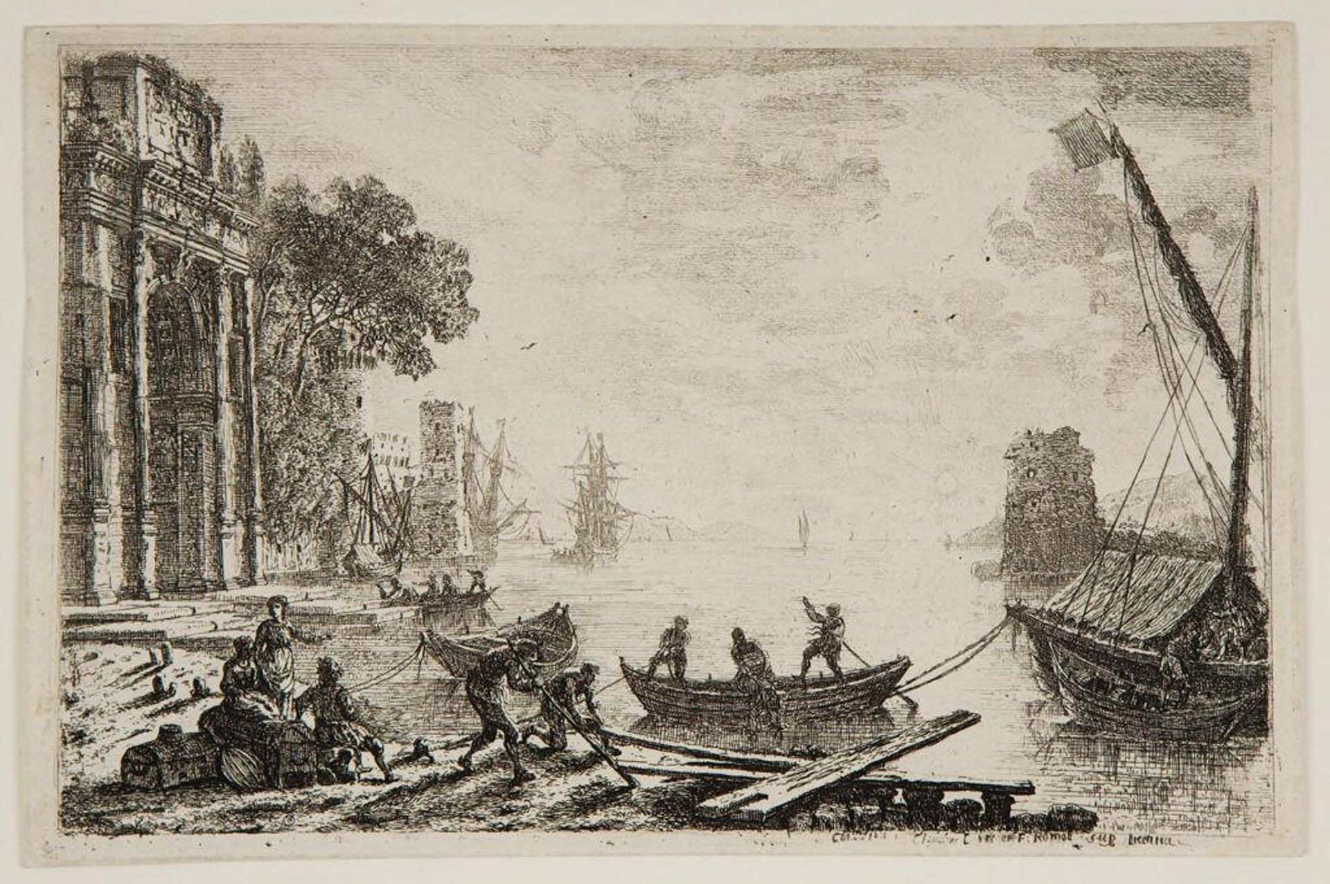 Harbor Scene with Rising Sun by Claude Lorrain