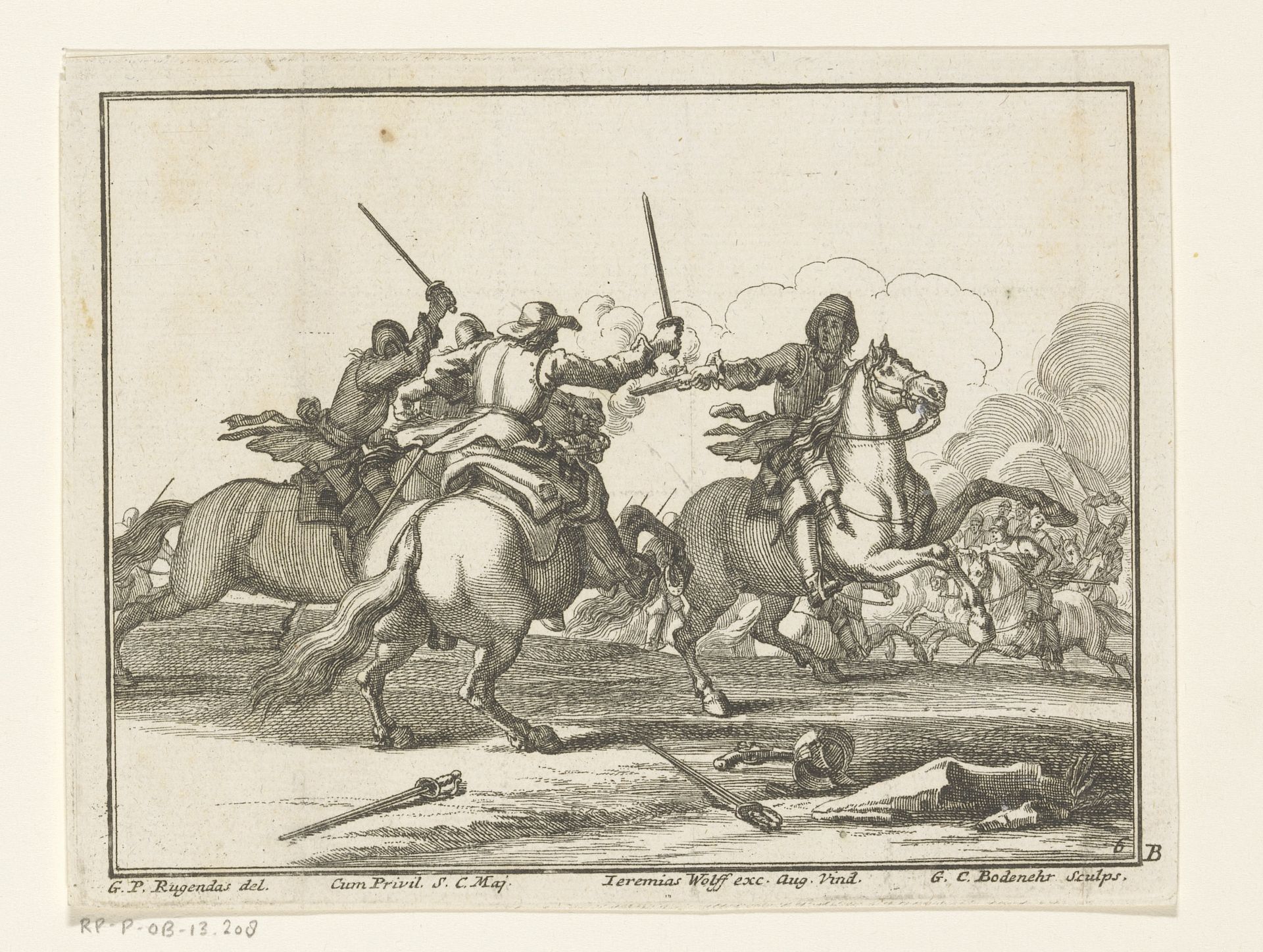 Ruitergevecht by Georg Conrad Bodenehr