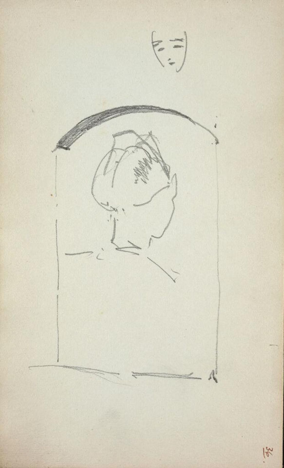Head Studies; verso: Sketch of a Building by John Singer Sargent