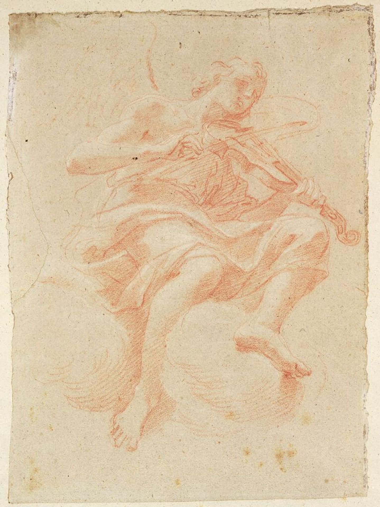 Angel with a Violin; verso: Drapery Study by Corrado Giaquinto