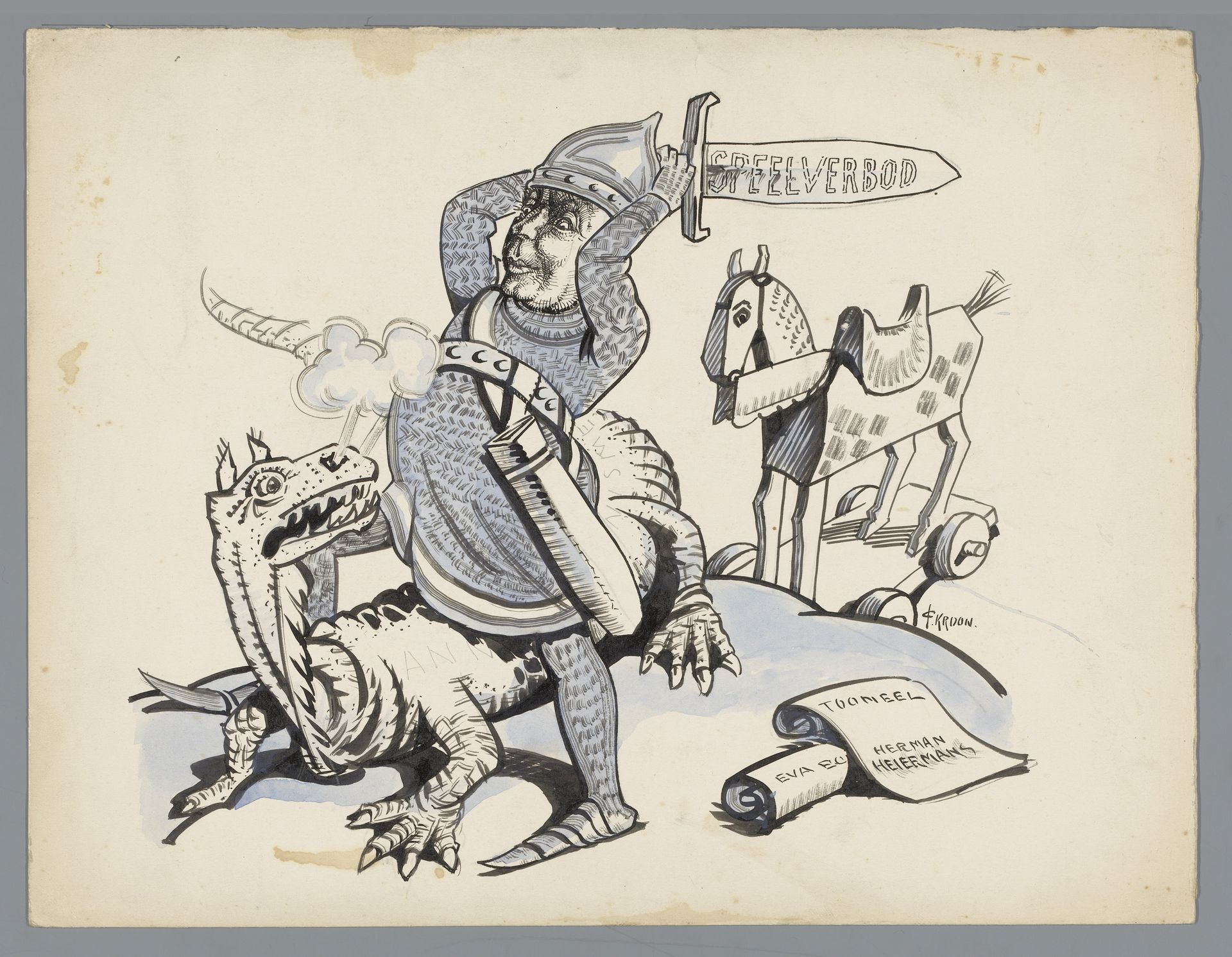 Sint Joris en de draak en speelverbod voor Herman Heijermans by Patricq Kroon