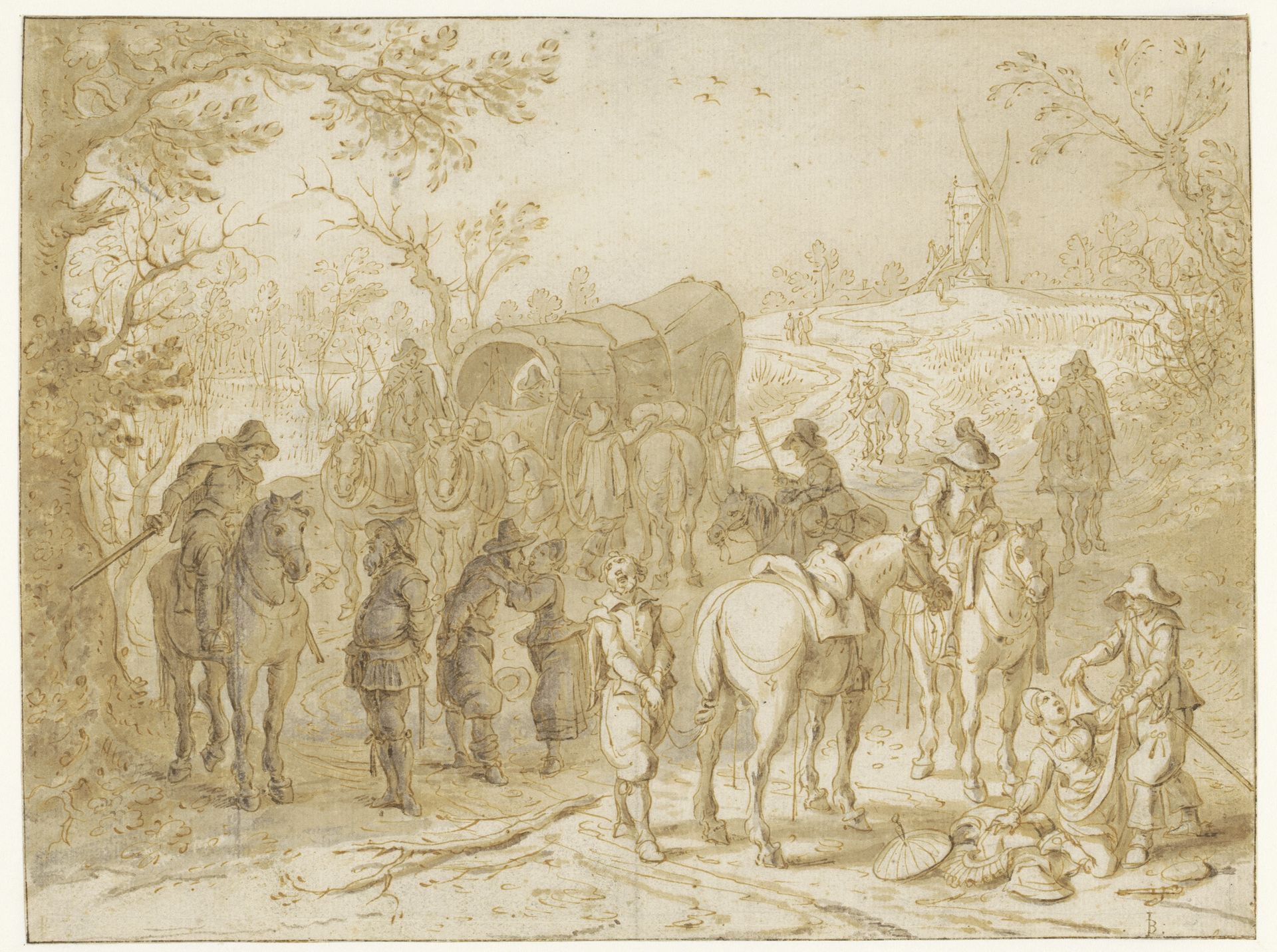 Overval op een reiswagen by Sebastiaen Vrancx