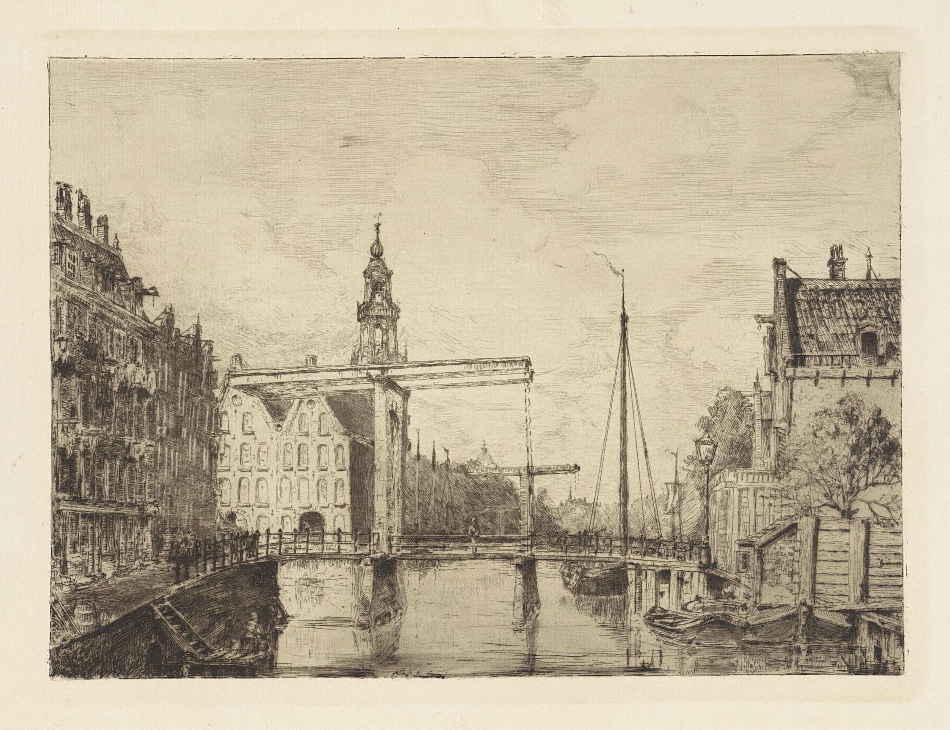 Gezicht op de Markengracht te Amsterdam by Frans Schikkinger