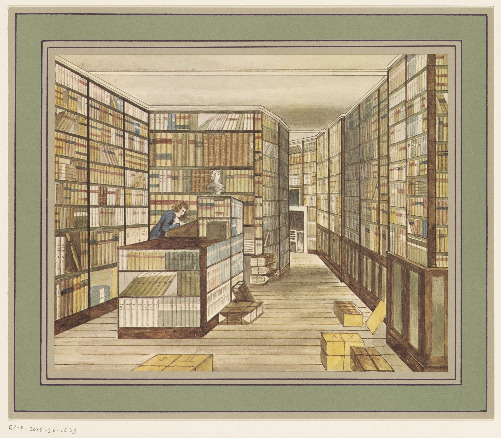 Interieur van de boekhandel van James Cawthorn te Londen anno 1815 by Anonymous
