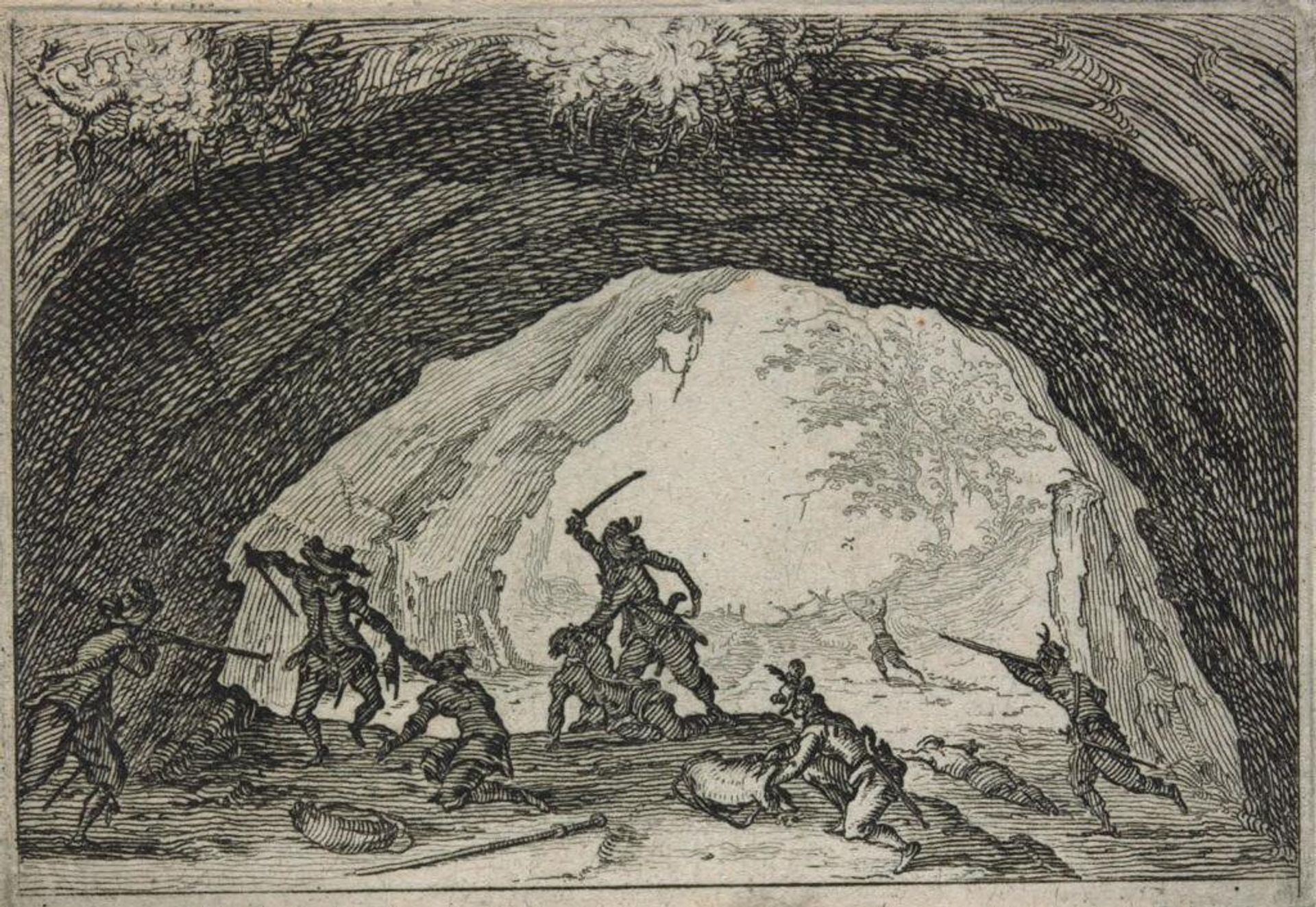 Bandits Attacked by Soldiers in Their Cave by Jacques Callot
