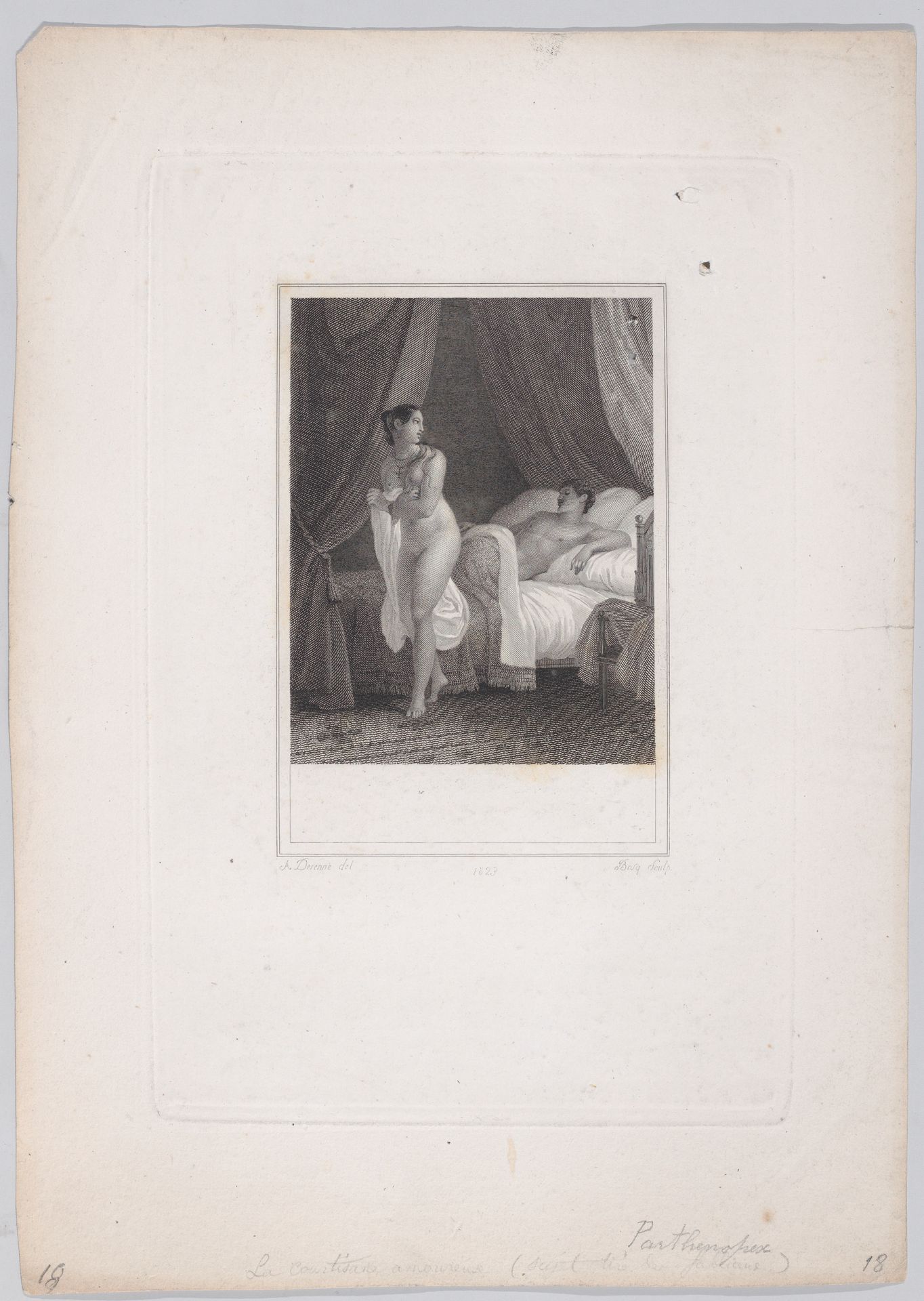 Nude woman leaving a man in bed by Jean Bosq