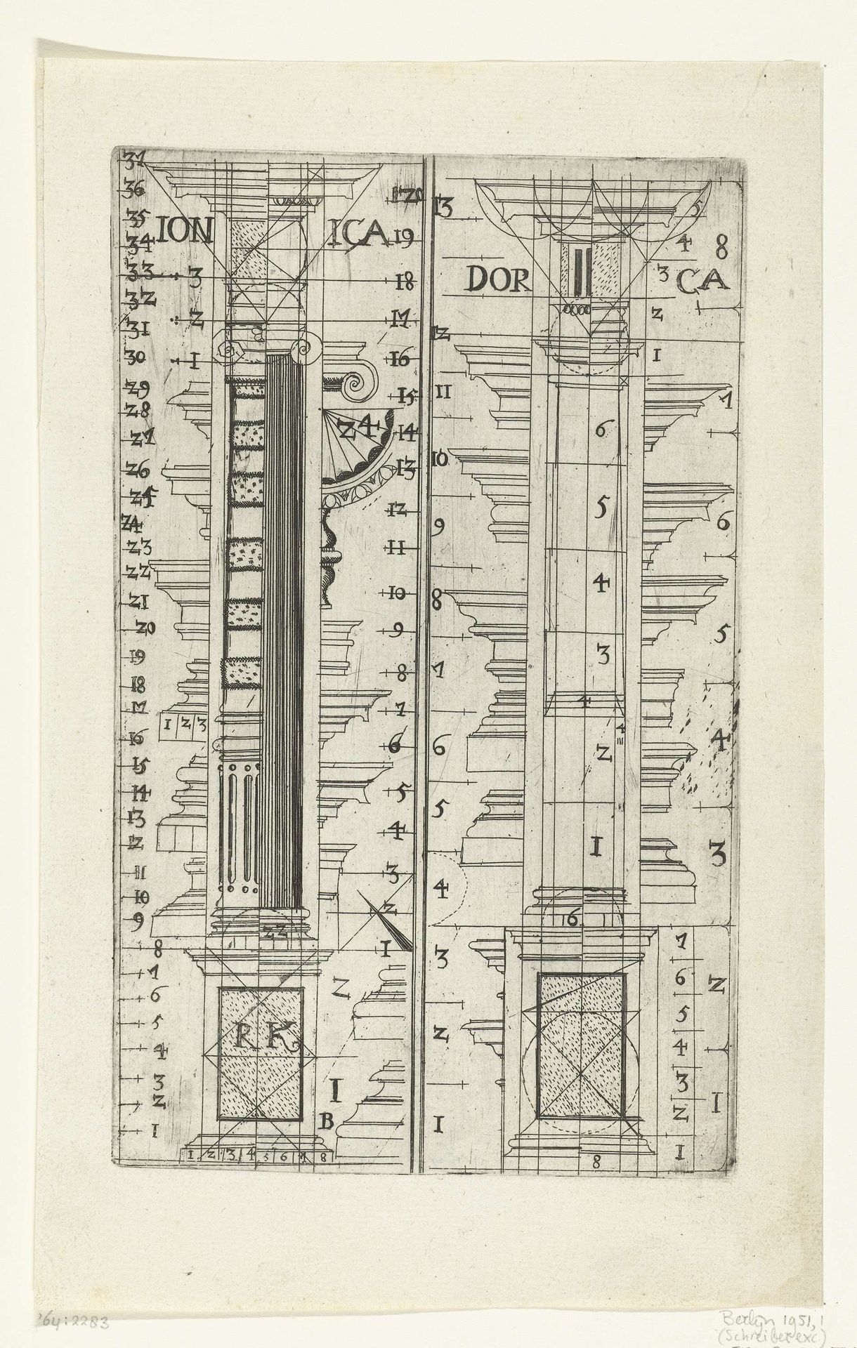 Ionische en Dorische zuil by Anonymous